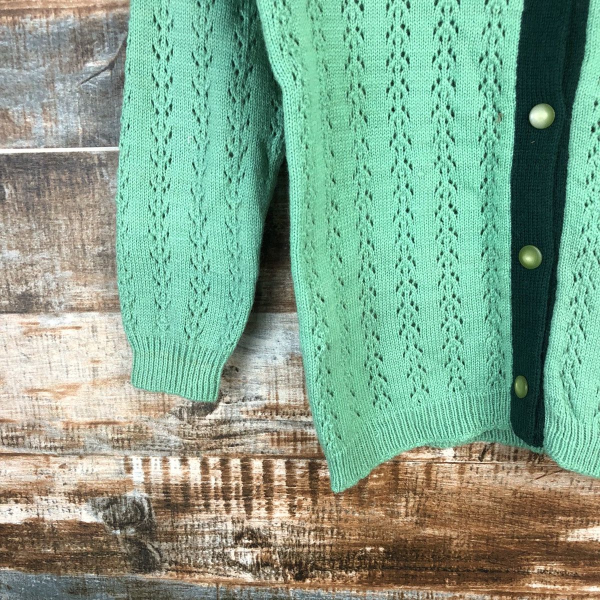 Vintage DL Japanese Brand Green Cardigan Knitwear #C598 Size XXS / US 00 / IT 34 - 7 Thumbnail