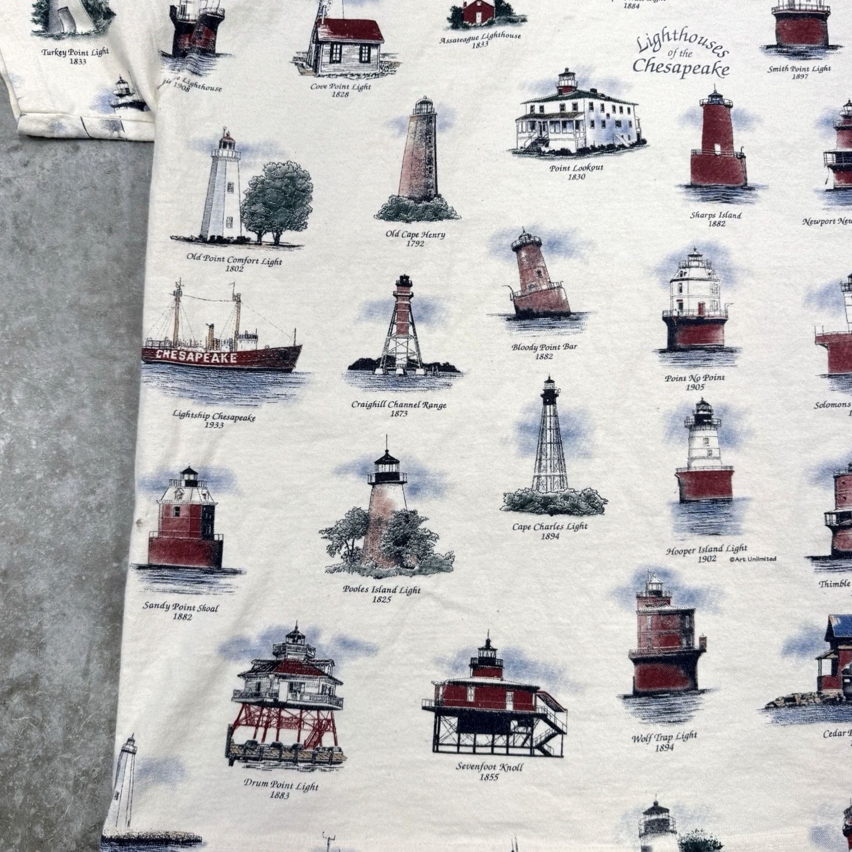 Vintage VINTAGE Art Unlimited Shirt Mens Lighthouses of Chesapeake all over print Size US L / EU 52-54 / 3 - 2 Thumbnail