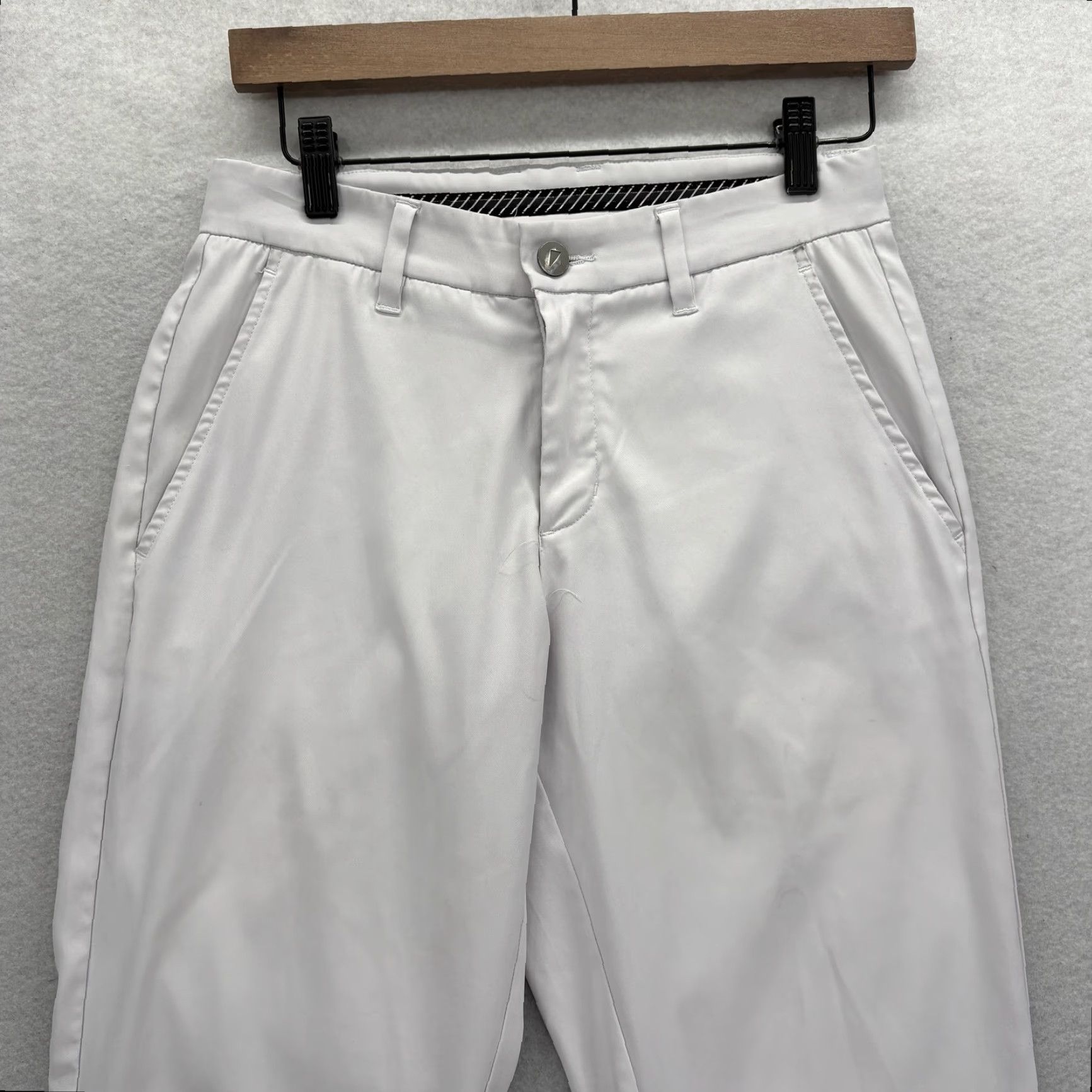 Vintage Primo Golf Pants Mens 28 Regular White Stretch Tapered Ankle Zip Jogger Golf Pants Slim Front Flat Front Pockets Zipper Accents Casual Mens Size US 28 / EU 44 - 2 Thumbnail