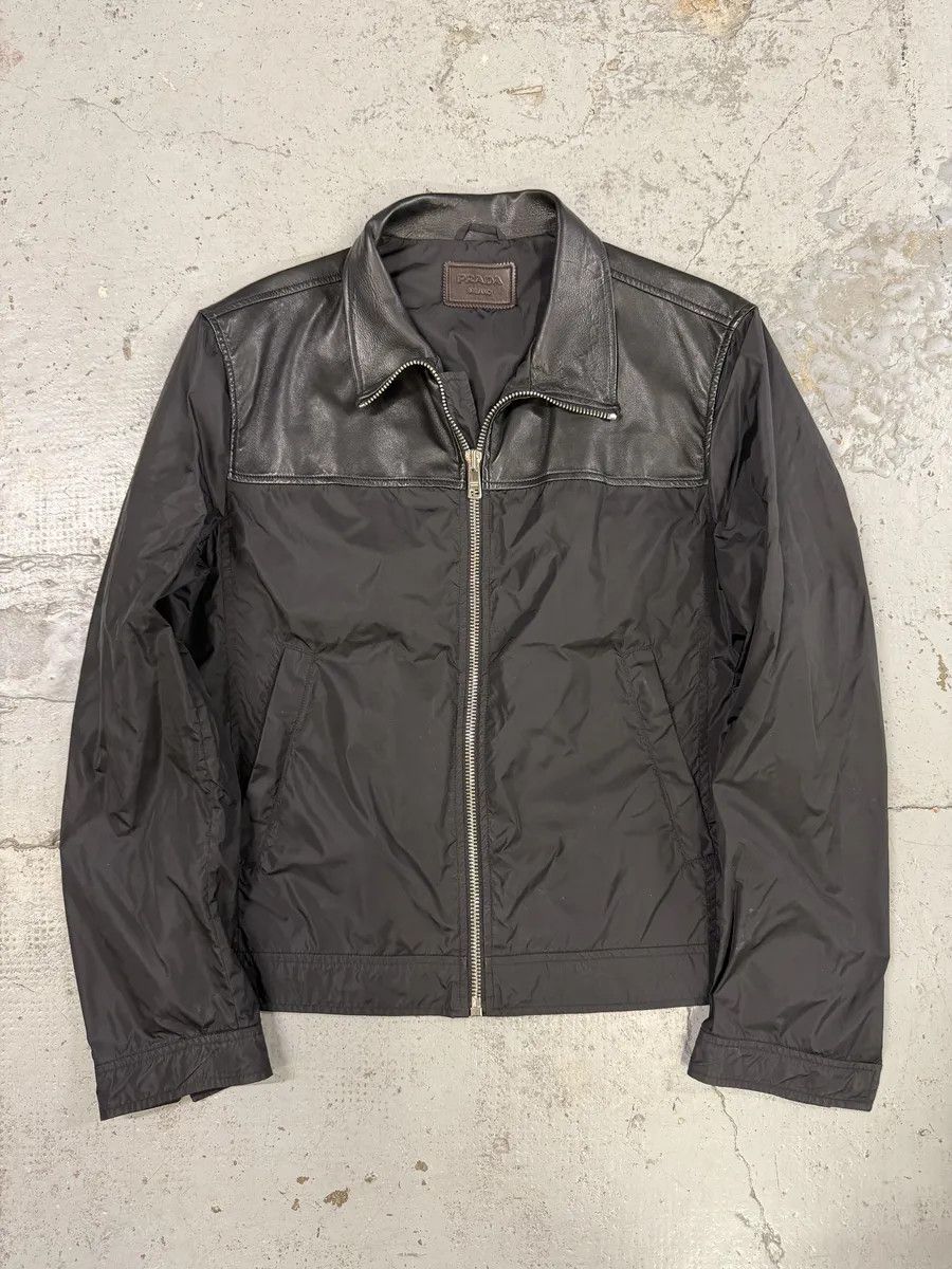 Prada SS2013 Prada Black Hybrid Leather Nylon Jacket Size US M / EU 48-50 / 2 - 1 Thumbnail