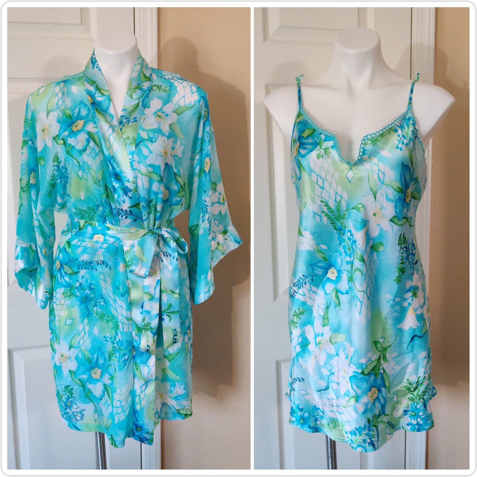 Vintage Vintage Sophia by Delicates silky chemise robe set Size ONE SIZE - 1 Thumbnail