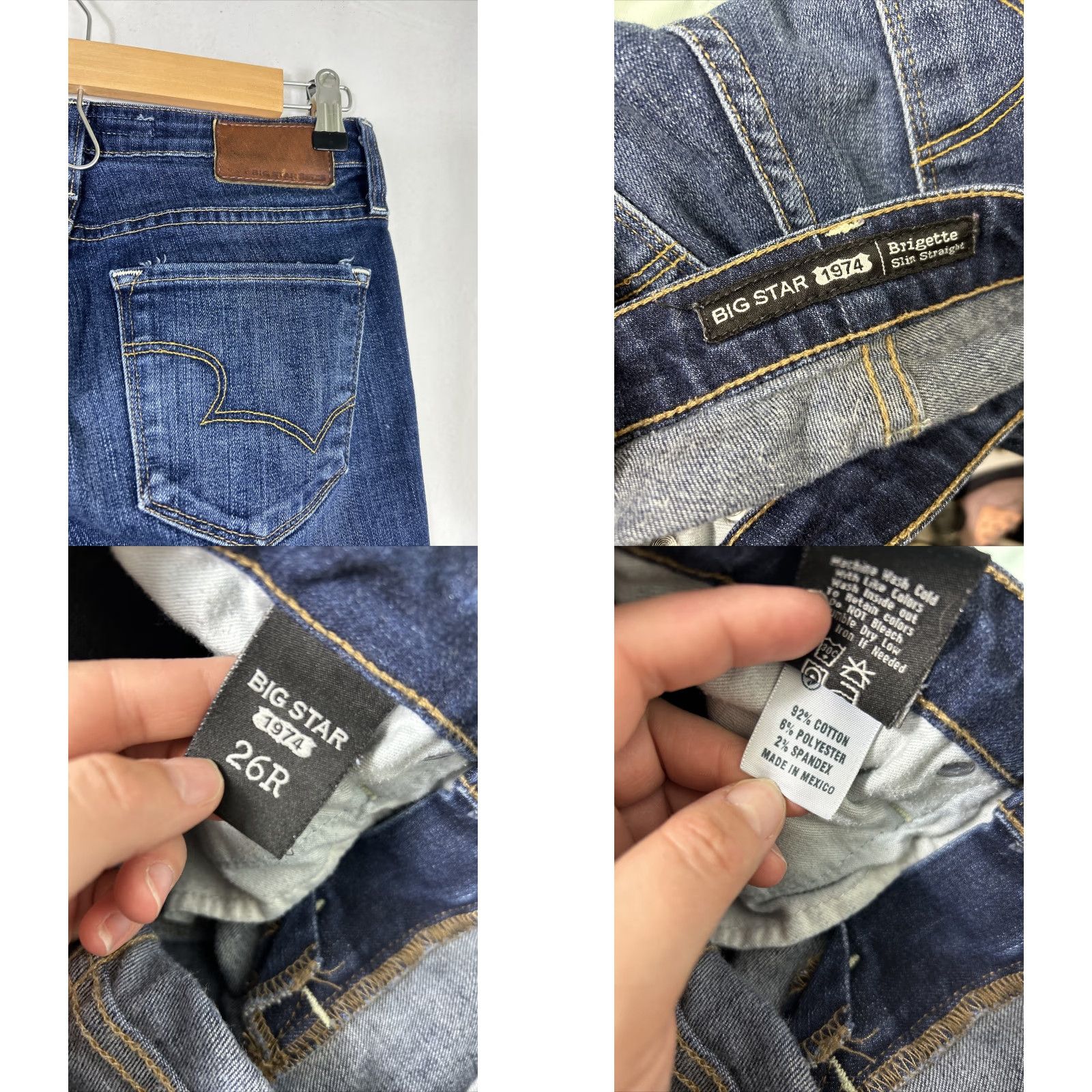 Vintage BIG STAR Jeans Womens Bootcut 26R 28x32 Dark Blue Low Rise 5-Pocket Embroidered Logo N/A Size 26" / US 2 / IT 38 - 9 Thumbnail