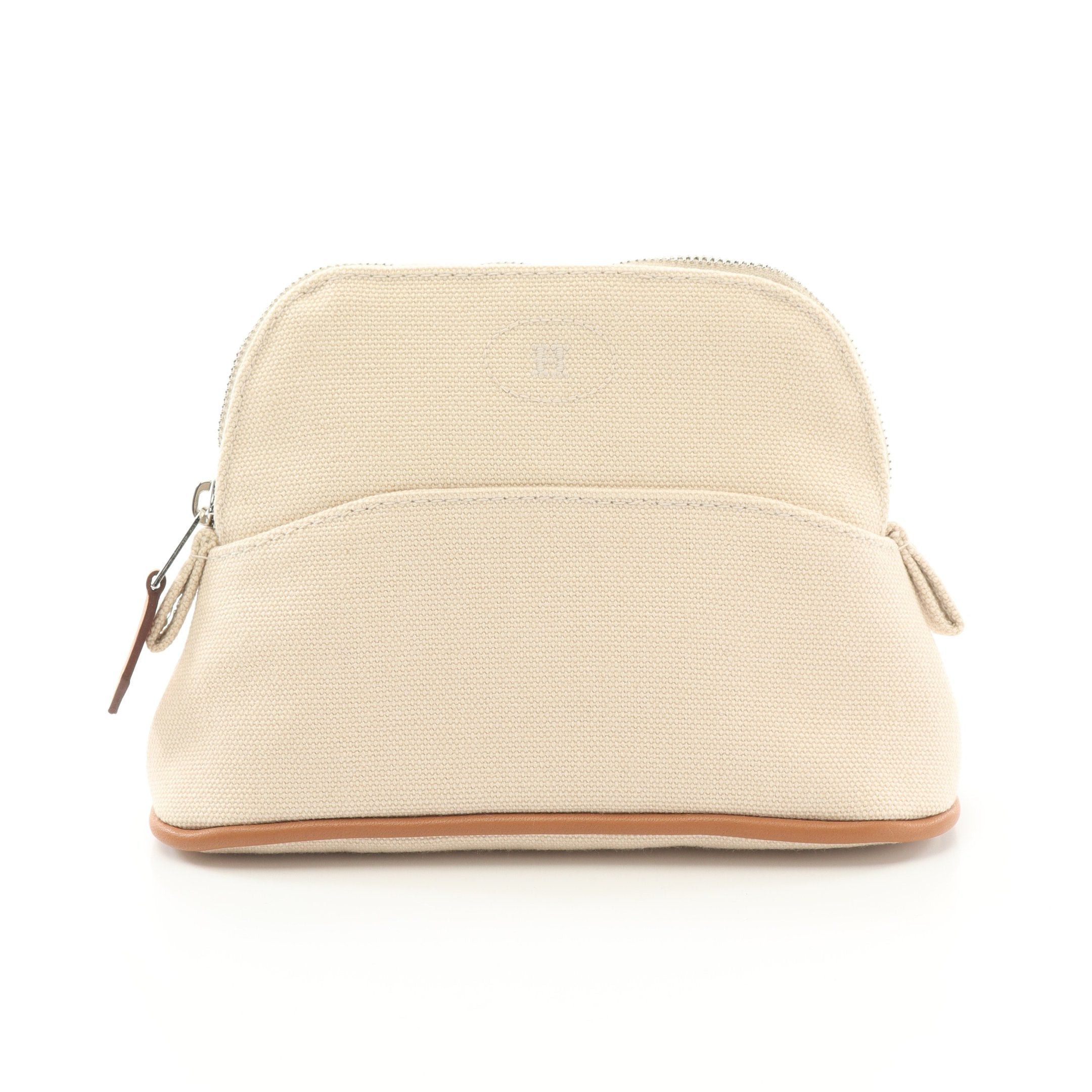 Hermes Hermes Bolide Pouch Mini Canvas Leather Light Beige Brown Silver Hardware Size ONE SIZE - 1 Thumbnail