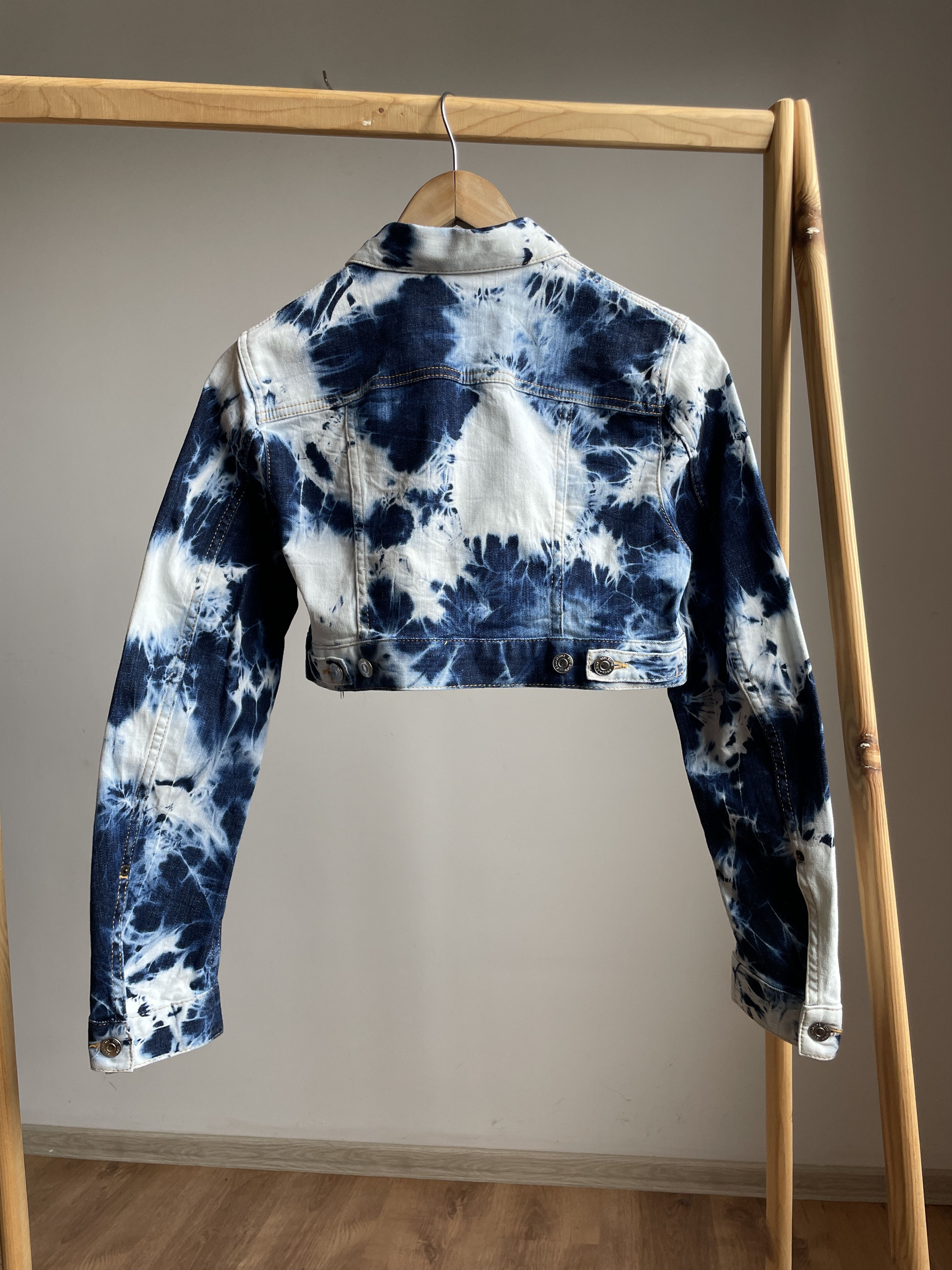 Dsquared2 Dsquared2 Womens Tie Dye Classic Cropped Jean Jacket Size M / US 6-8 / IT 42-44 - 2 Thumbnail