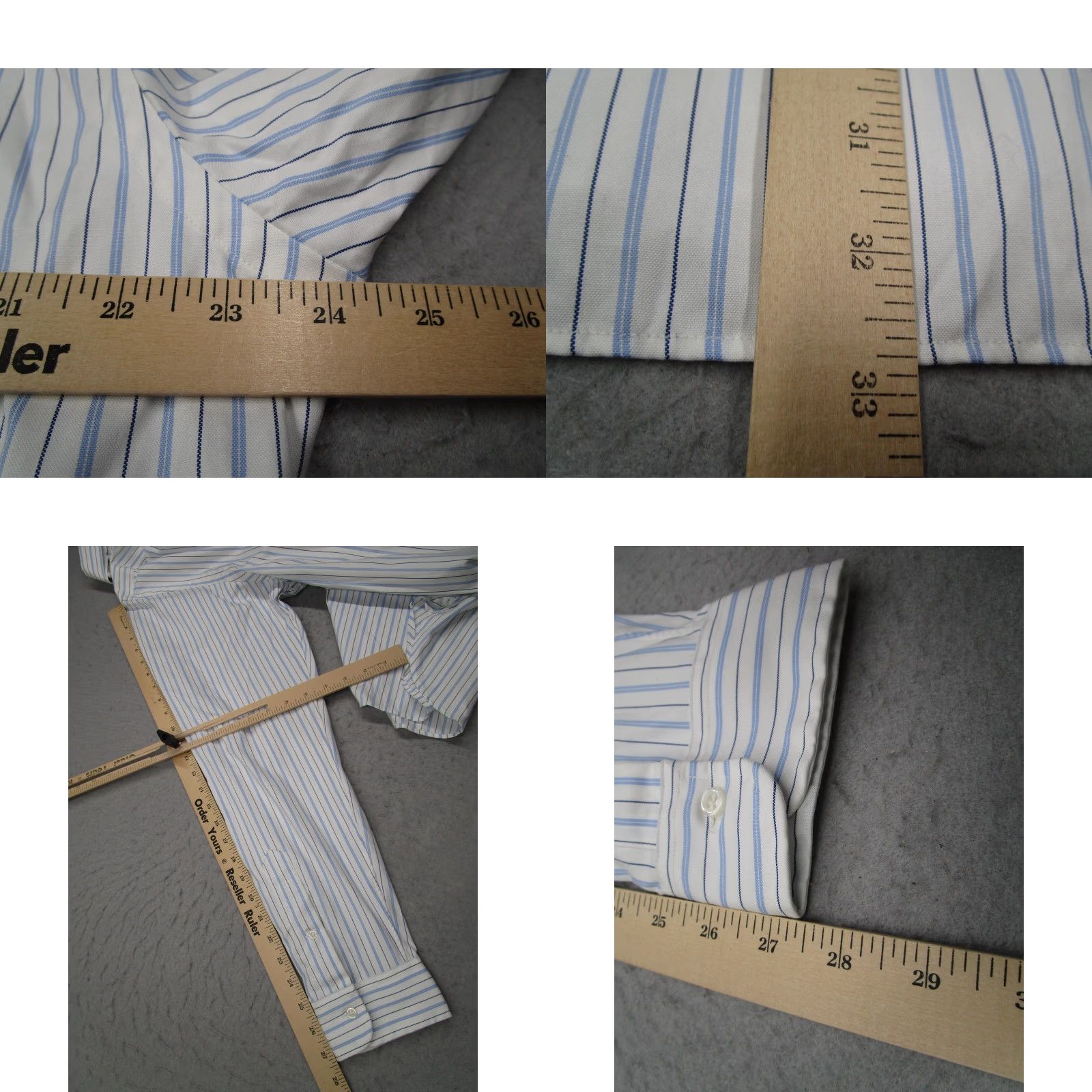 Ralph Lauren VINTAGE Ralph Lauren Dress Shirt Men 17.5 44 Blue White Striped Long Sleeve Button Down Business Casual Classic Size 44R - 8 Thumbnail