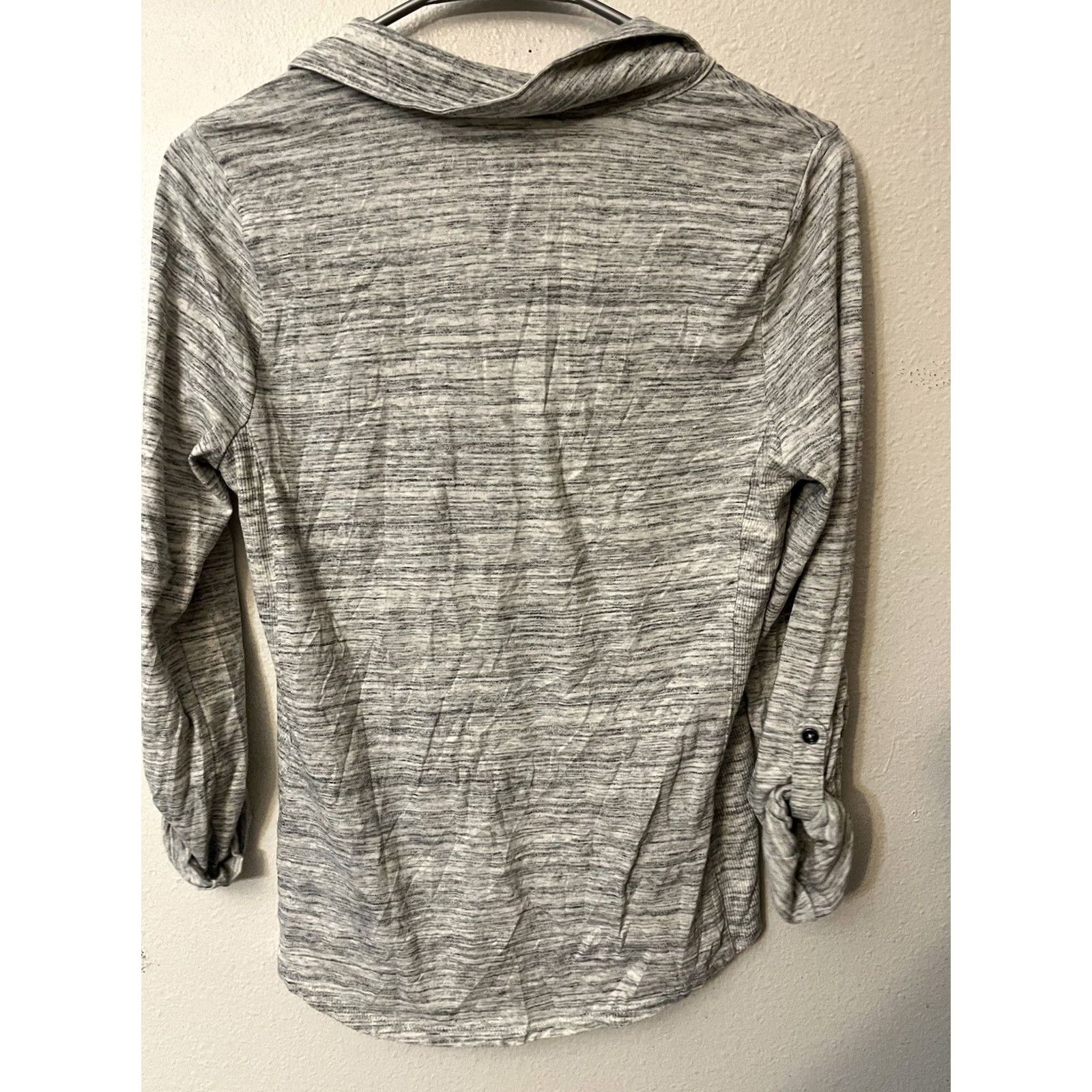 Alife VINTAGE Women's Sonoma Gray Long Sleeve Button-Down Top PS Roll Tab Shirt Womens PS Gray Button-Up, V-Neck, Petite, 1990s Size S / US 4 / IT 40 - 2 Thumbnail