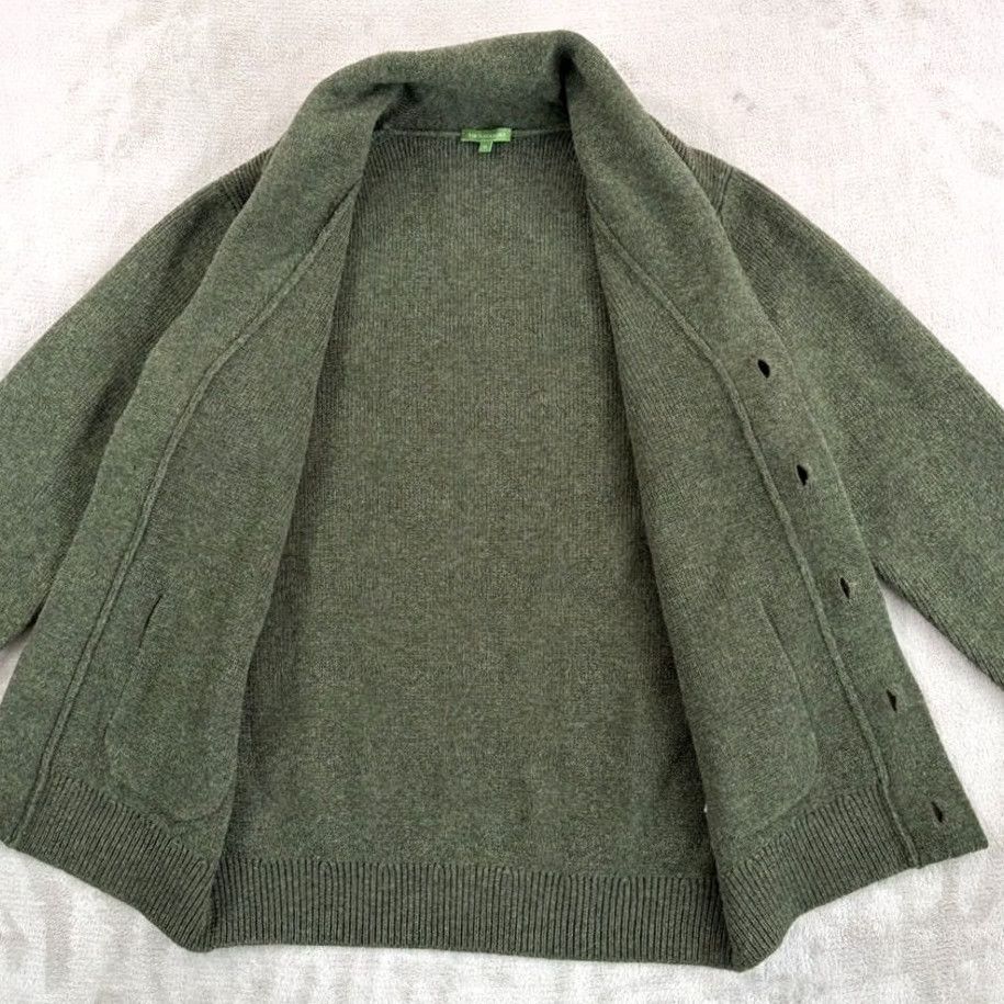 Sid Mashburn Sid Mashburn Cardigan Green Leather Buttons Ribbed Shawl-Collar Sweater M Men Size US M / EU 48-50 / 2 - 4 Thumbnail