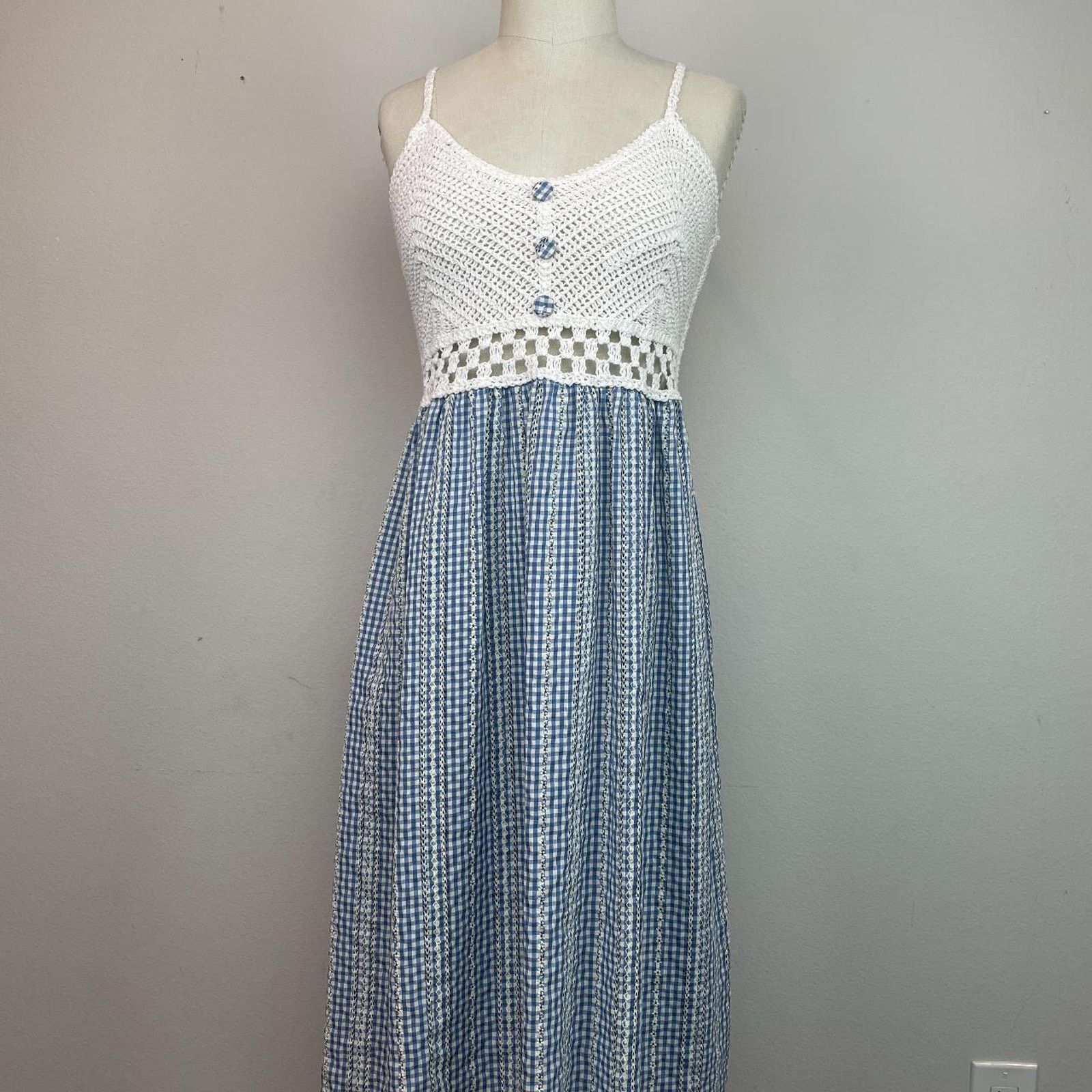 Other Mirrou Crochet Gingham Print Sundress Size M / US 6-8 / IT 42-44 - 1 Thumbnail