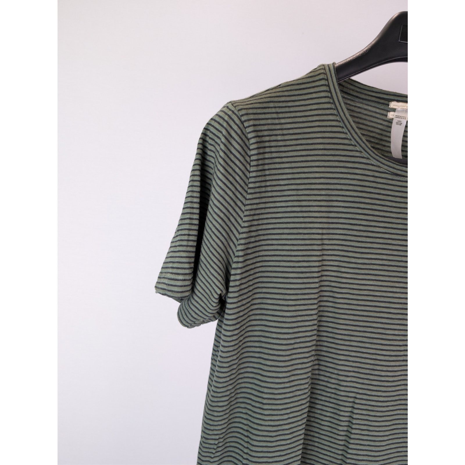 Massimo Alba o1rshd1 CC20 Striped Cotton T-Shirt with Chest Pocket Olive Size US S / EU 44-46 / 1 - 5 Thumbnail