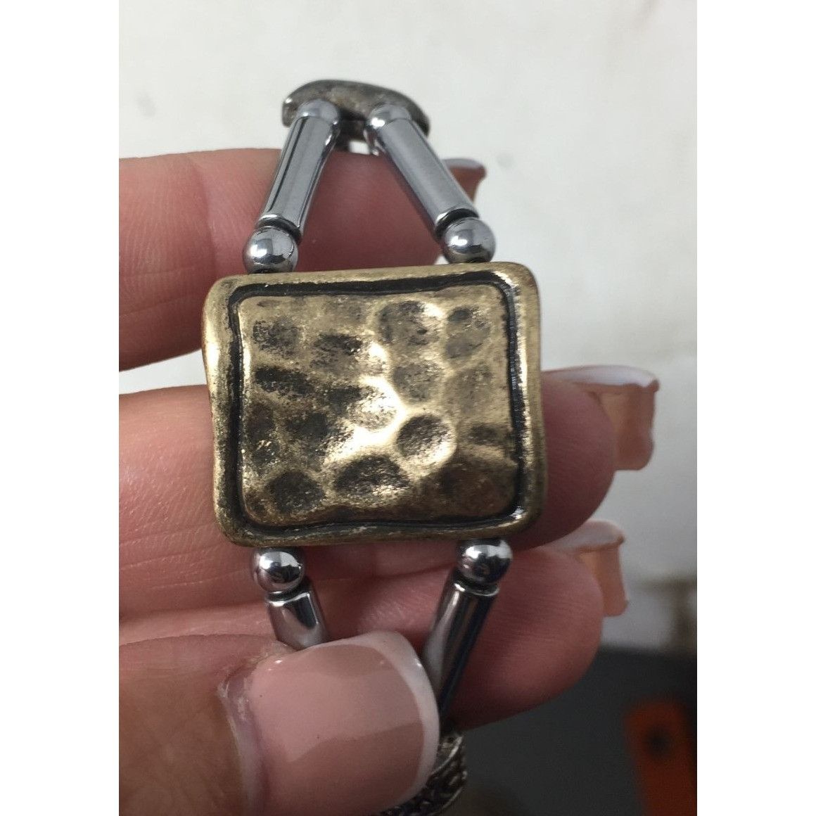 Other Women's Magnetic Silver Tone Bracelet with Rectangular Penda Size ONE SIZE - 5 Thumbnail
