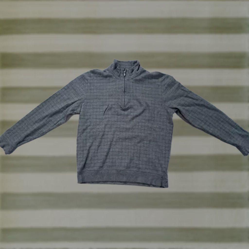Vintage VINTAGE Bobby Jones 1/4 Zip Squares Knit Pima Cotton Sweater Men Medium Gray Bobby Jones Pullover Knit Sweater Size US M / EU 48-50 / 2 - 1 Thumbnail