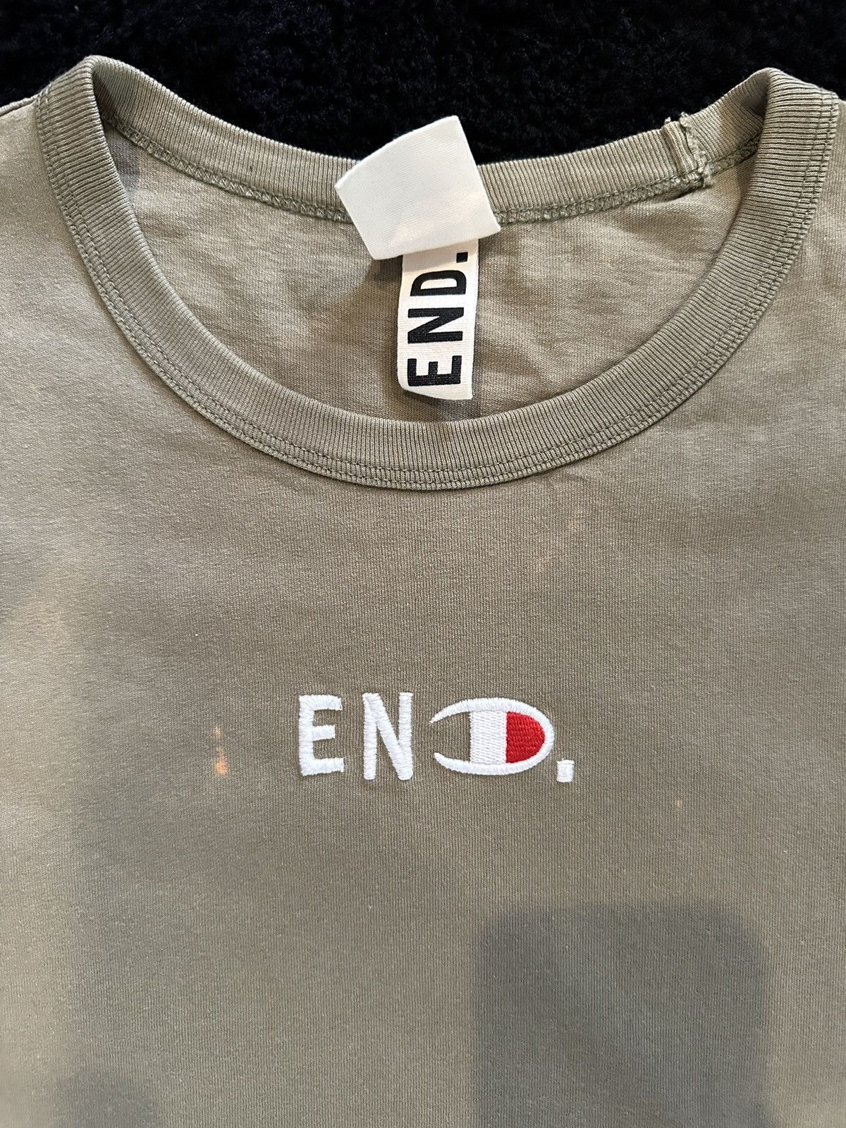 Champion × END. END x Champion Reverse Weave Logo Tee Olive Size US M / EU 48-50 / 2 - 4 Thumbnail