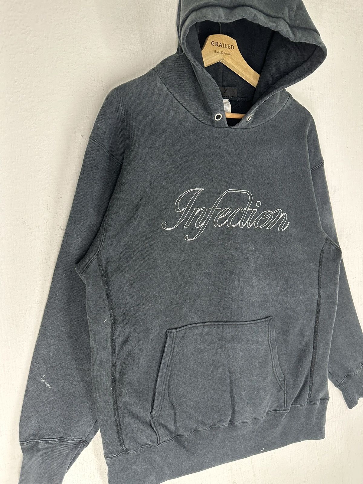If Six Was Nine × Vintage Vtg Infection SpellOut Logo Hoodie Sweatshirt Size US XL / EU 56 / 4 - 3 Thumbnail