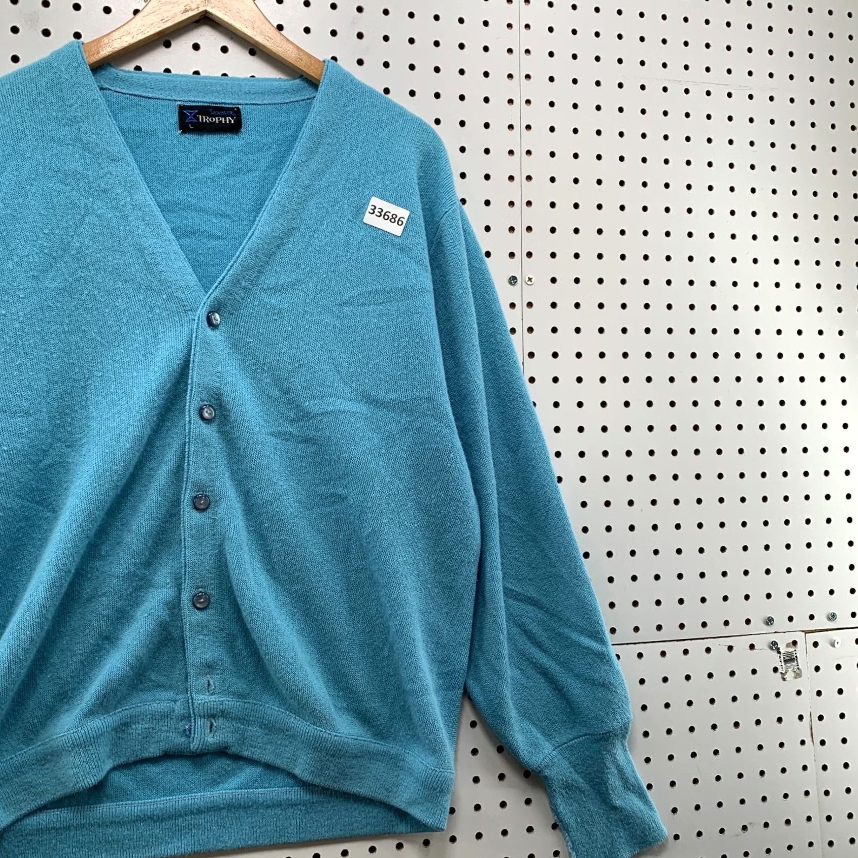 Jockey Vintage Jockey Sweater Cardigan Mens Large Sky Blue Trophy Button 23x25 Size US L / EU 52-54 / 3 - 4 Thumbnail