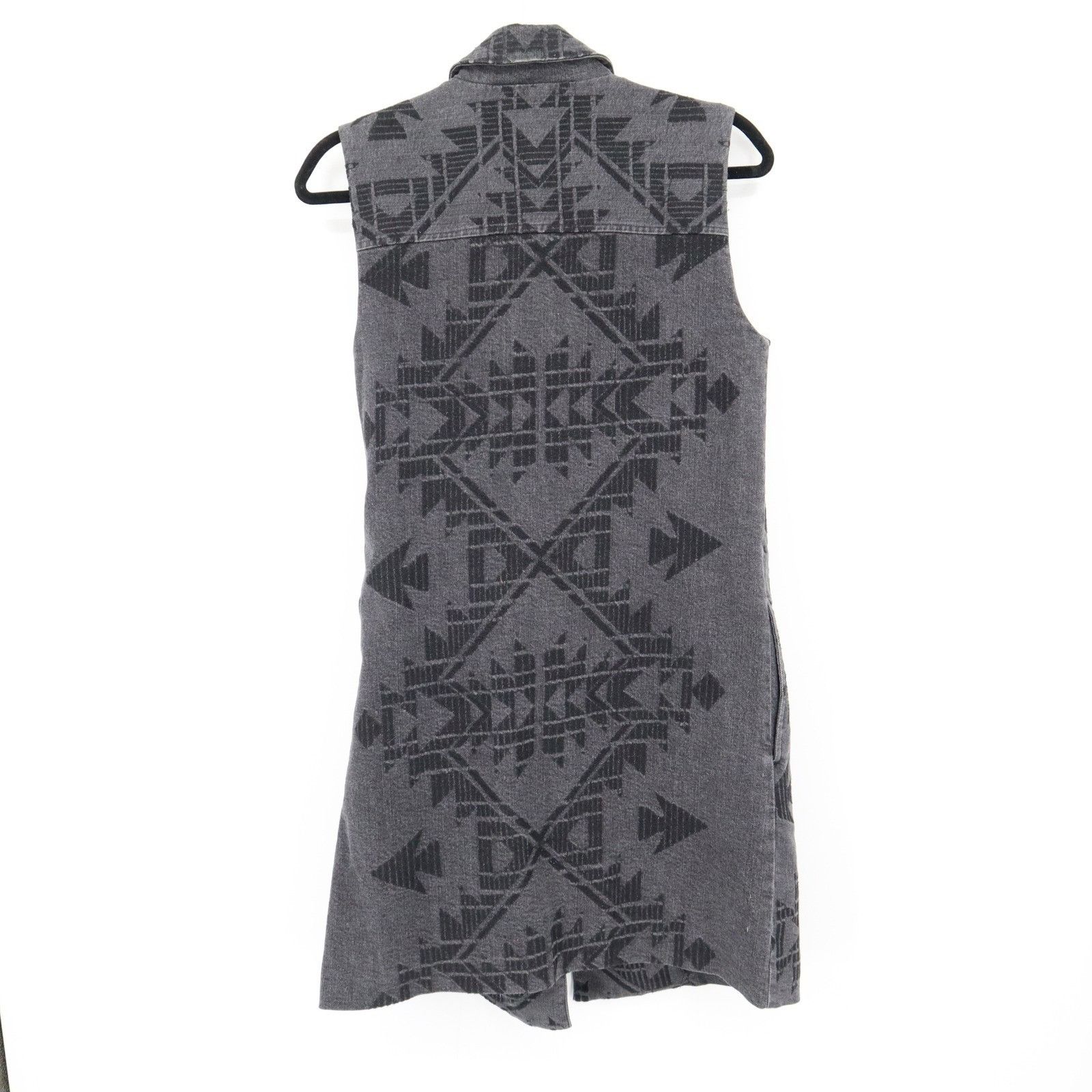 Free People ree People Longline Denim Vest Womens XS Gray Aztec Belted Size XS / US 0-2 / IT 36-38 - 4 Thumbnail
