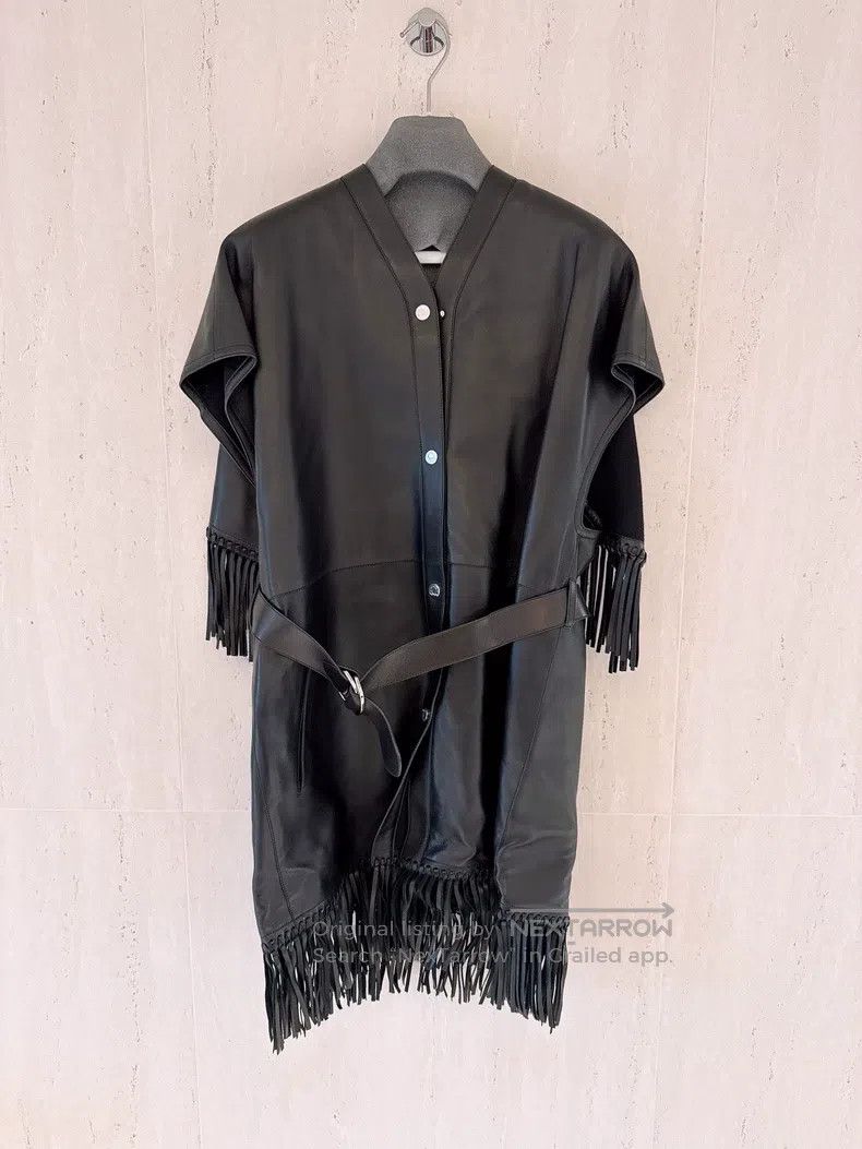 Hermes Hermes Black Fringe Sheepskin Greatcoat Size XXS / US 00 / IT 34 - 1 Thumbnail