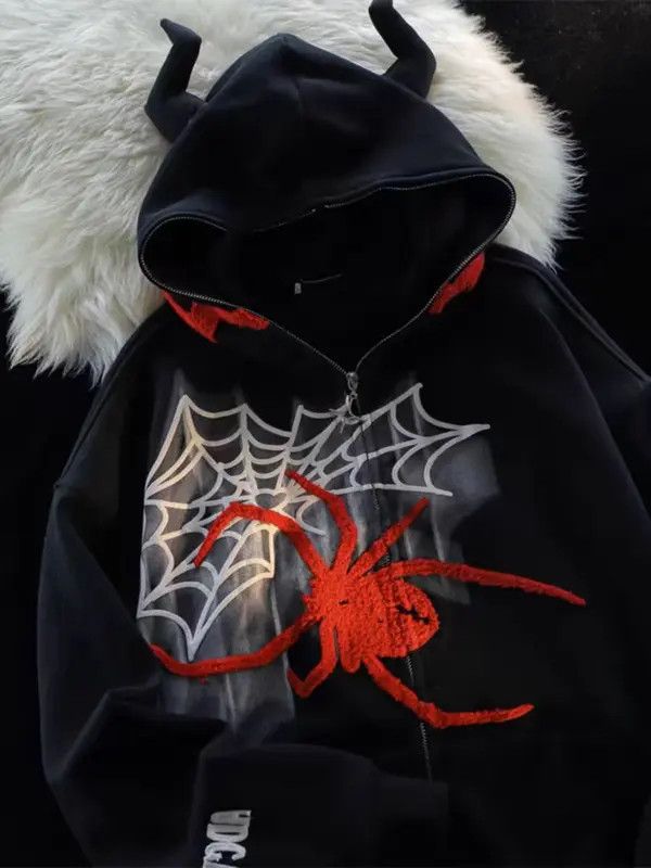 VIBE Hip Hop Spider Print Hooded Sweatshirt Jacket Size US M / EU 48-50 / 2 - 1 Thumbnail