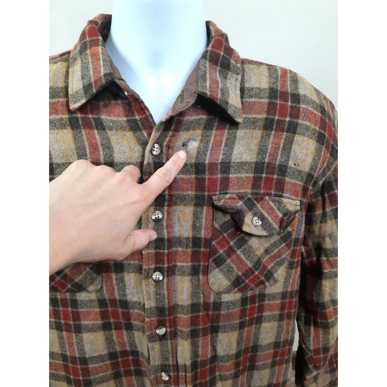 Vintage VINTAGE Northwest Territory Coat Shirt Plaid Flannel Wool Quilted Brown Blue Mens L XL? Size US L / EU 52-54 / 3 - 2 Thumbnail