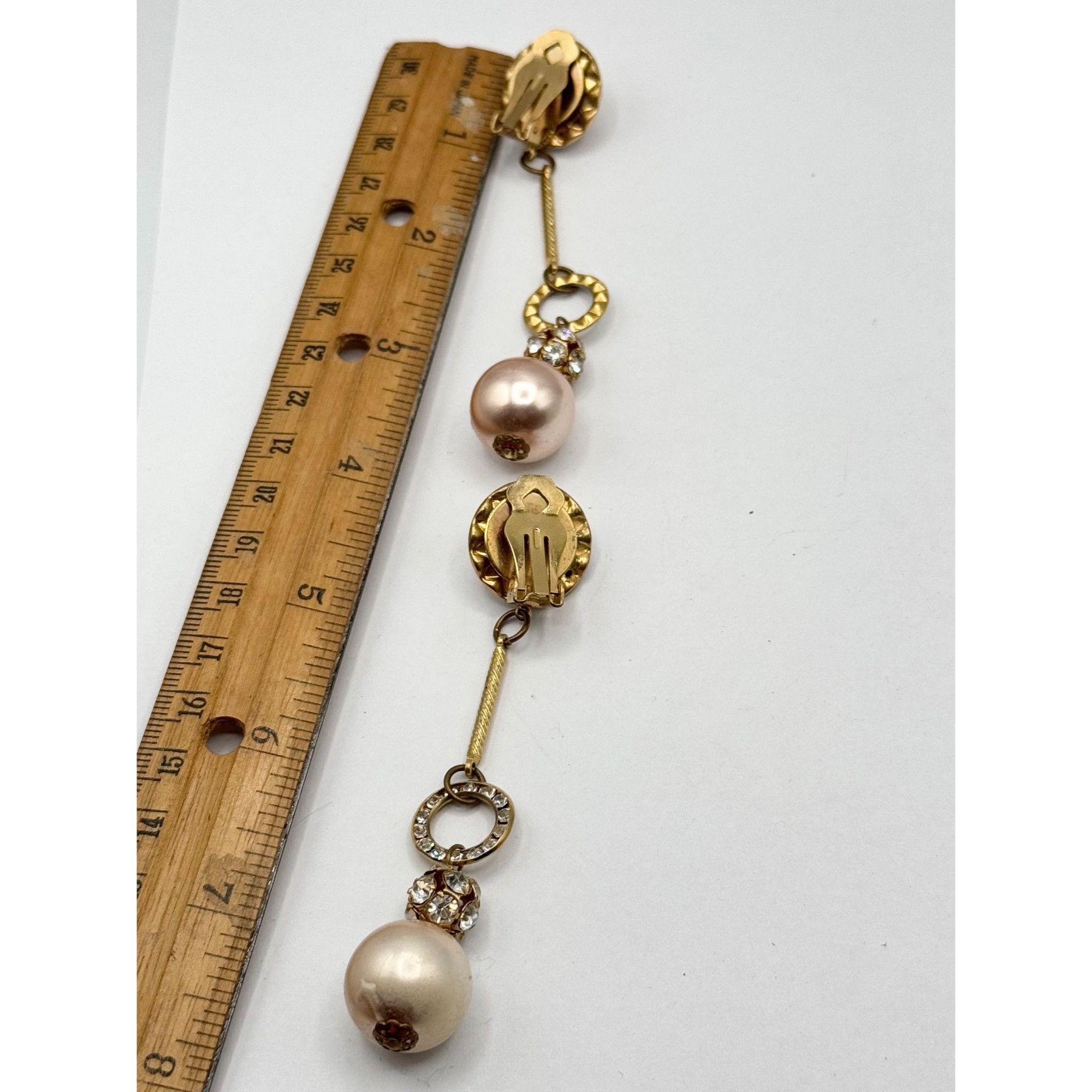 Vintage Vintage rhinestone faux pearl dangle drop statement earrings Size ONE SIZE - 5 Thumbnail