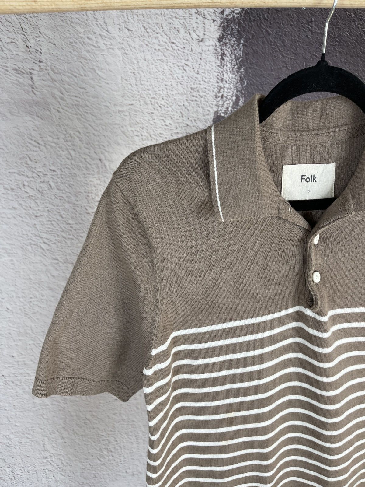 Folk Folk beige striped polo tee shirt Size US M / EU 48-50 / 2 - 6 Thumbnail