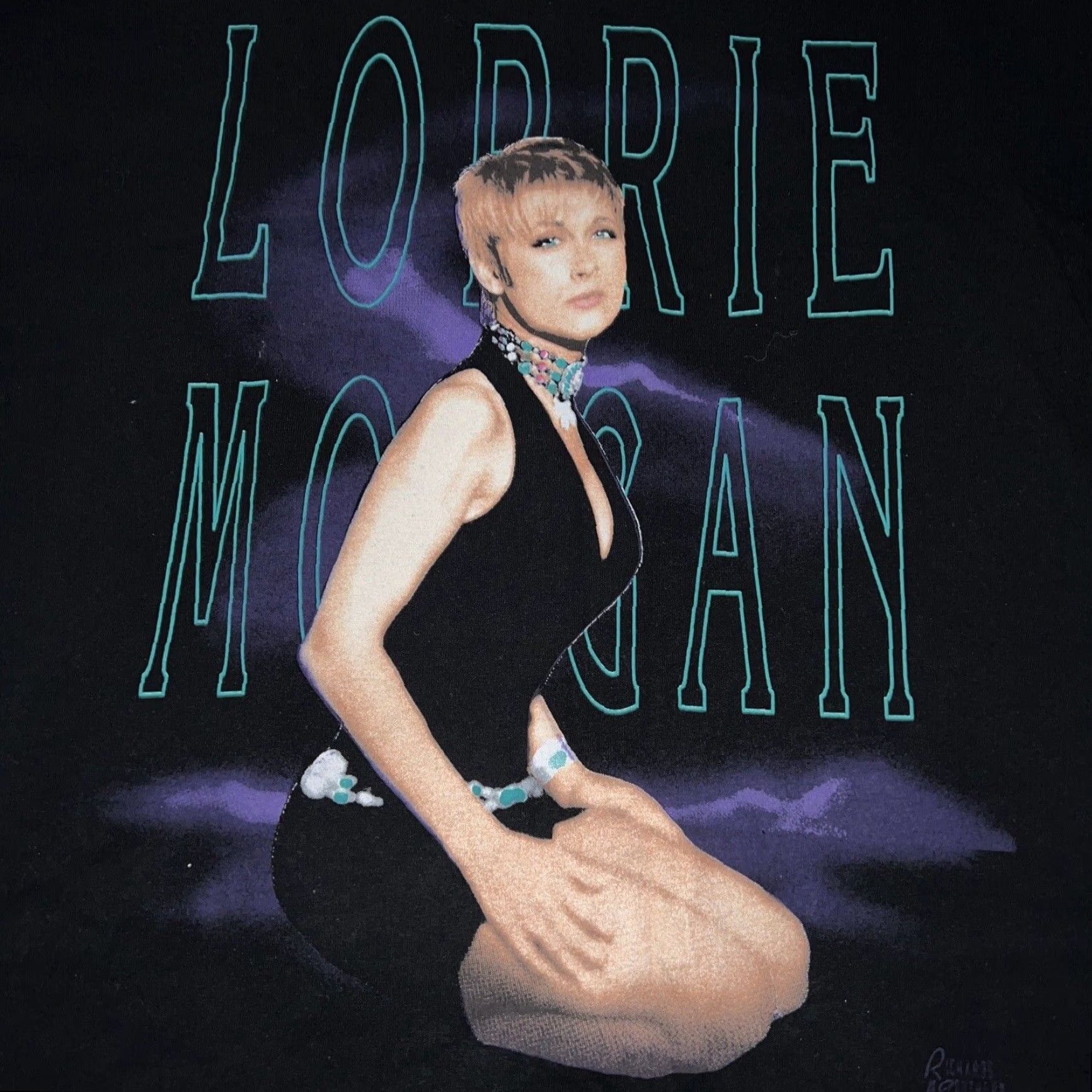 Jerzees VINTAGE Lorrie Morgan USA Tour T-Shirt Mens XL Black Stitch Disney Character Single Stitch Size US XL / EU 56 / 4 - 2 Thumbnail