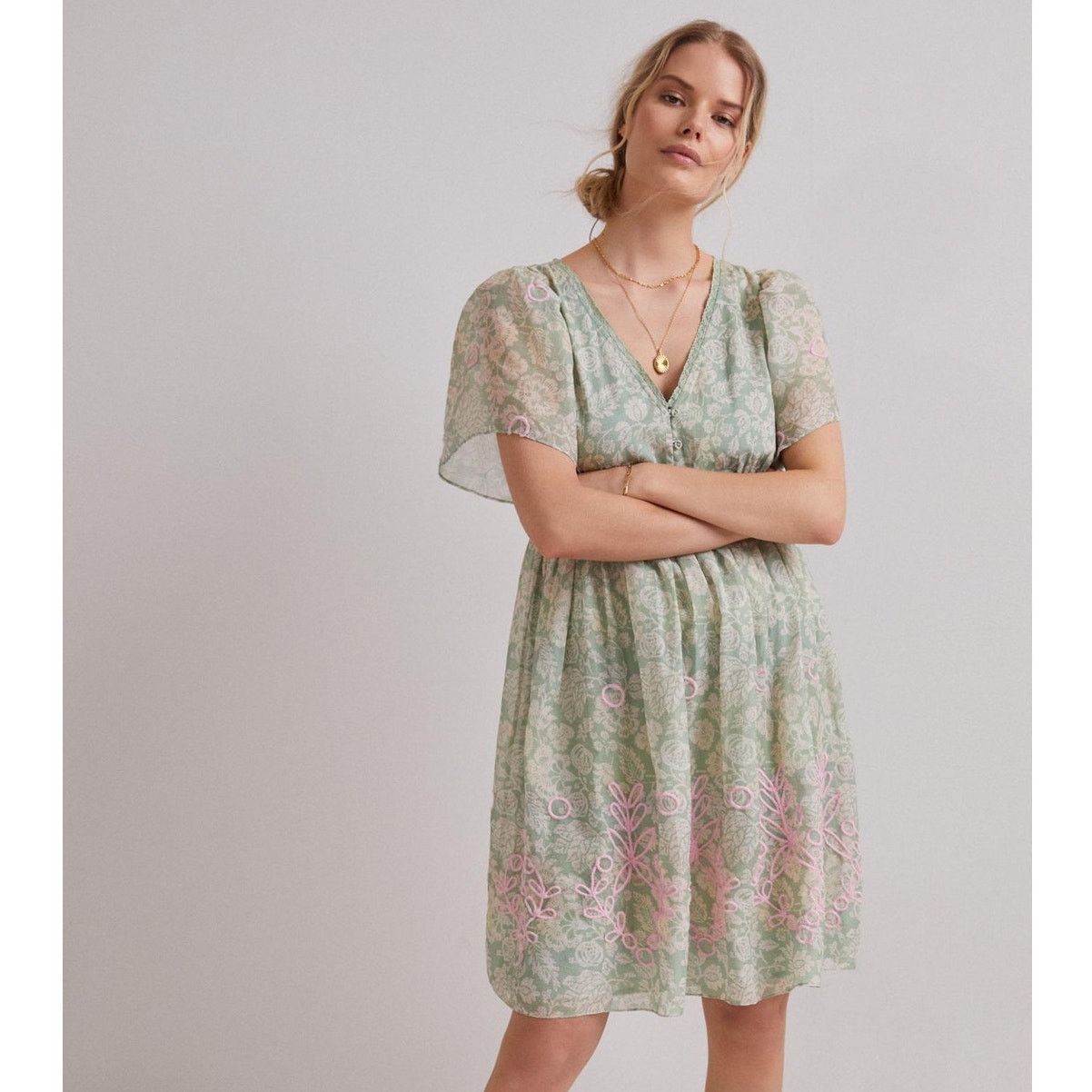 Anthropologie New FOREVER THAT GIRL Trellis Embroidered Mini Floral Dress Size S / US 4 / IT 40 - 1 Thumbnail