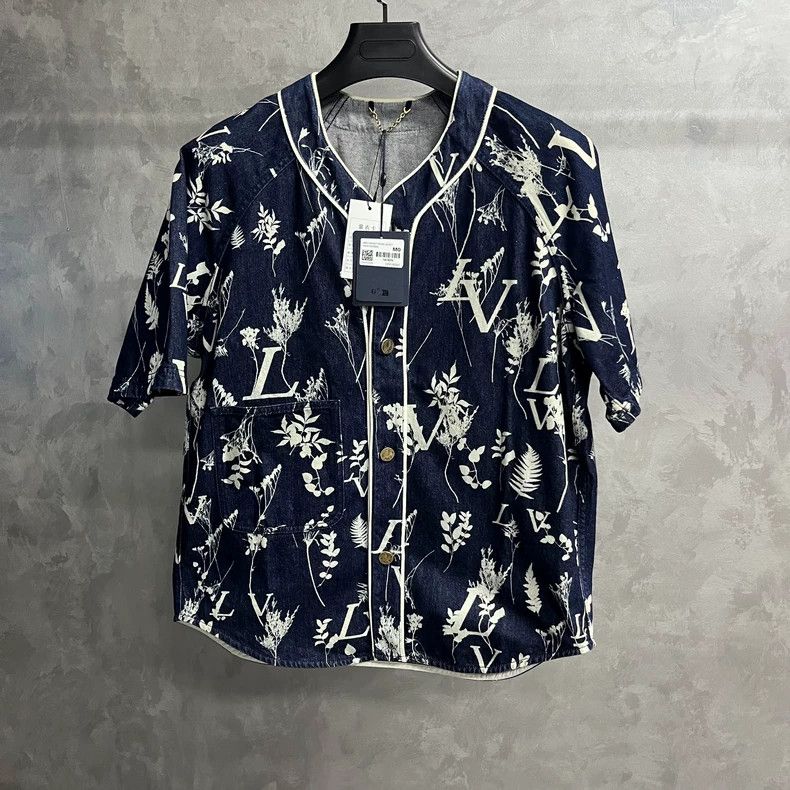 Louis Vuitton Louis Vuitton Dark Blue Wheat Spike Print Denim Classic Sh Size US M / EU 48-50 / 2 - 1 Thumbnail