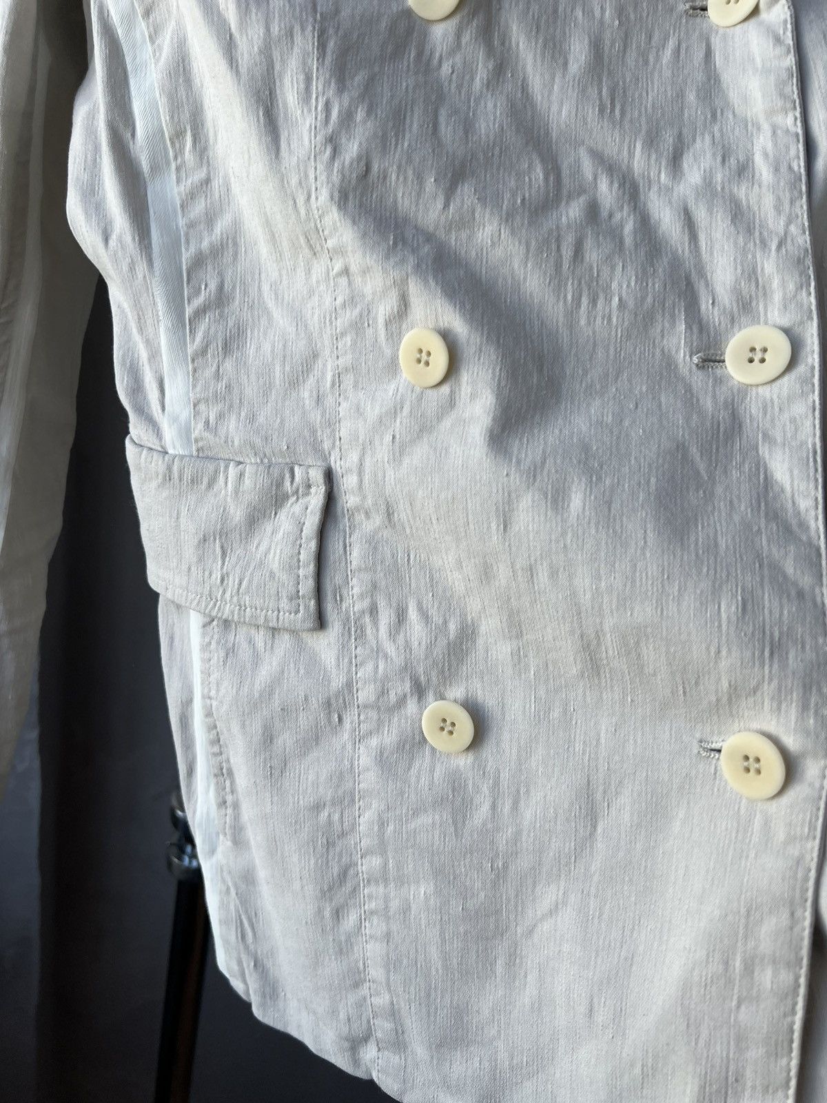 Annette Gortz ANNETTE GORTZ AVANTGARDE DOUBLE-BREASTED LINEN BLAZER JACKET Size XS / US 0-2 / IT 36-38 - 7 Thumbnail