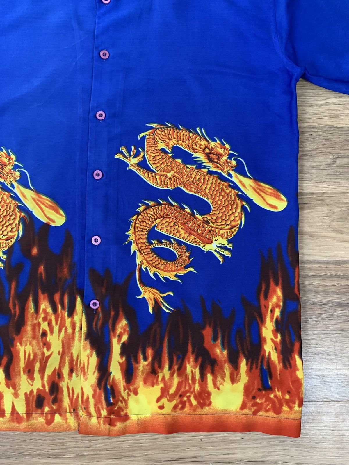 Vintage Vintage Y2K Japanese Style Dragon Flame Shirt Button Up Size US L / EU 52-54 / 3 - 14 Thumbnail