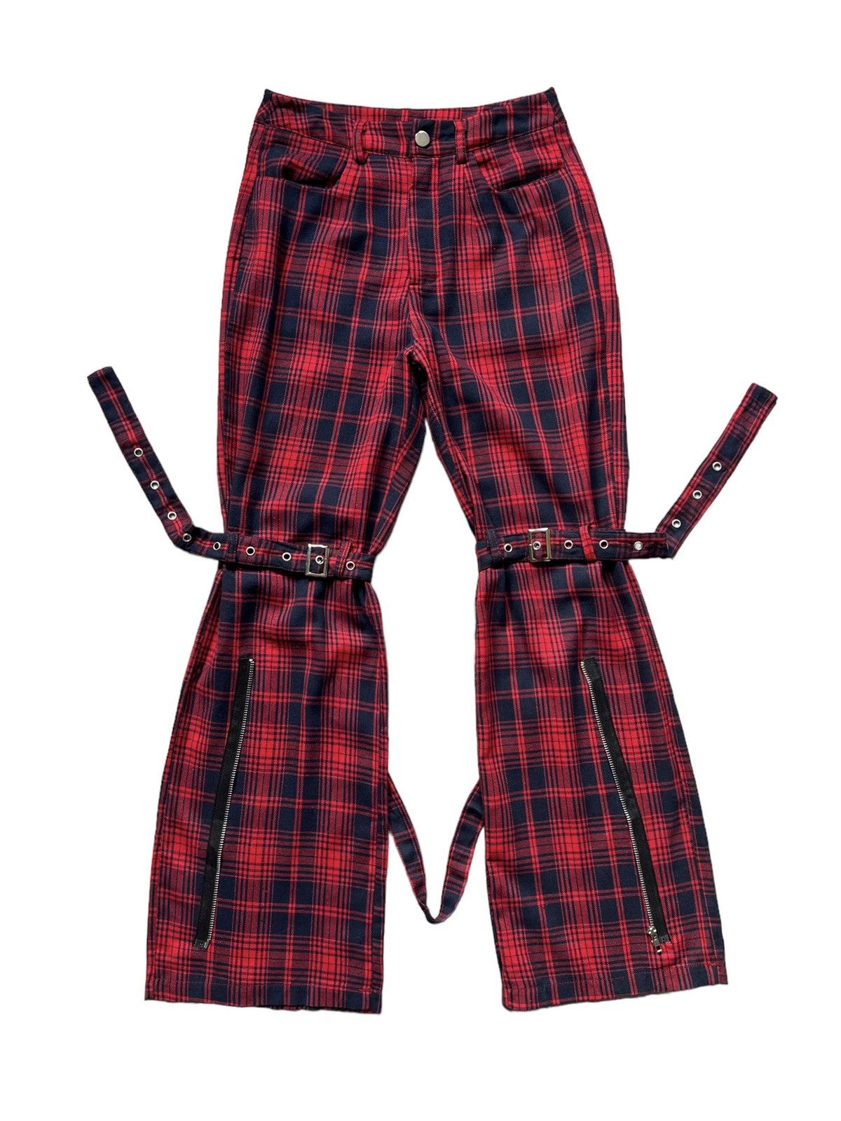image of Seditionaries x The Anarchy Unknown Tartan Punk Bondage Pants in Red Tartan, Men's (Size 27)