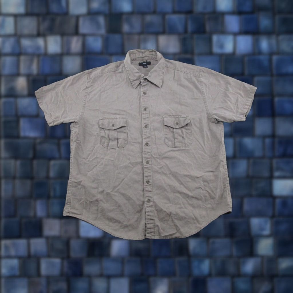 Gap VINTAGE Gap Button-Up Shirt Men 2XL Cotton Linen Short Sleeve Gray Retro Utility Pocket Shirt Mens Size 2XL Size US XXL / EU 58 / 5 - 1 Thumbnail
