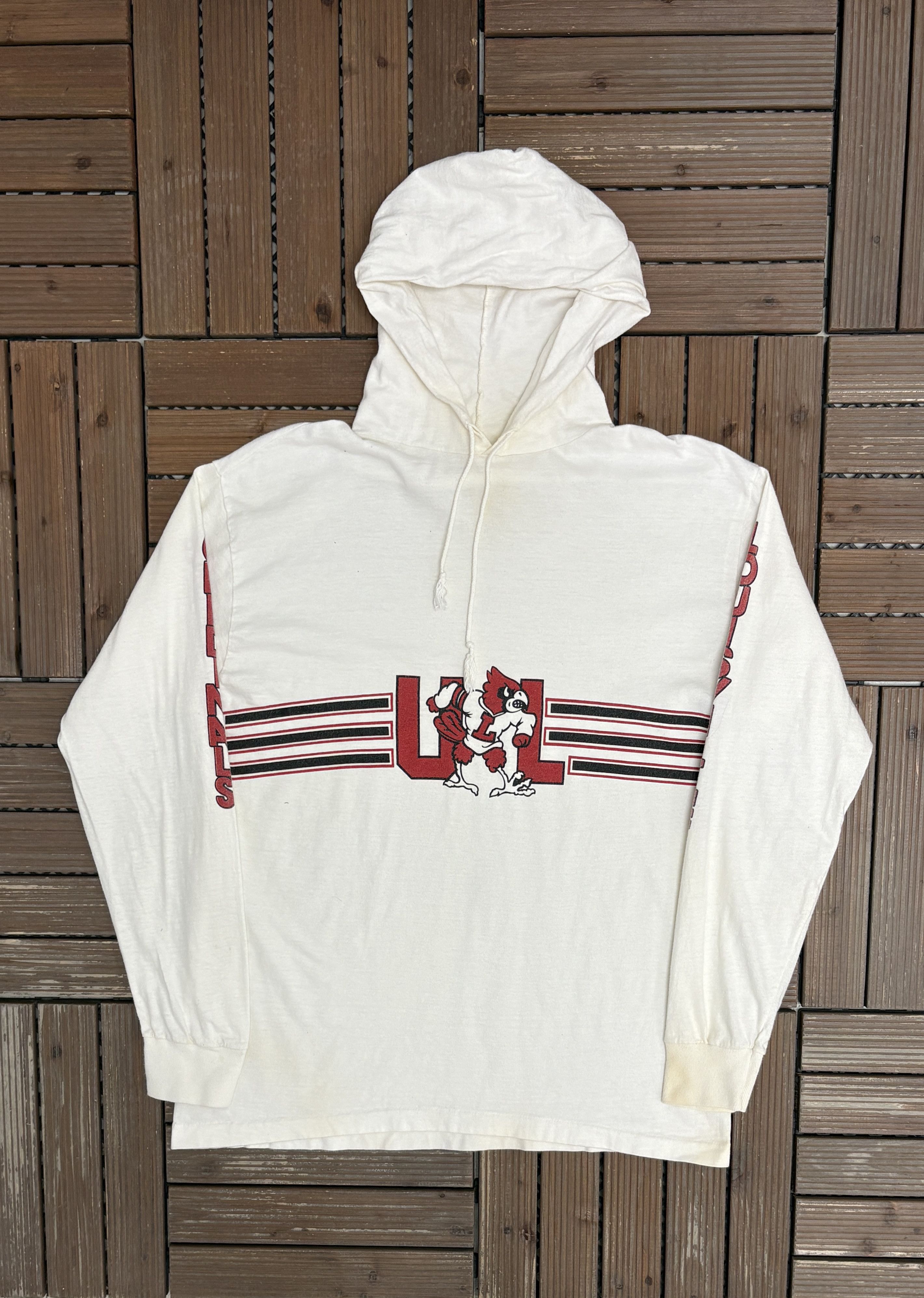 Vintage Louisville Cardinals Vintage Thin White Hoodie Sweatshirt Size US L / EU 52-54 / 3 - 1 Thumbnail