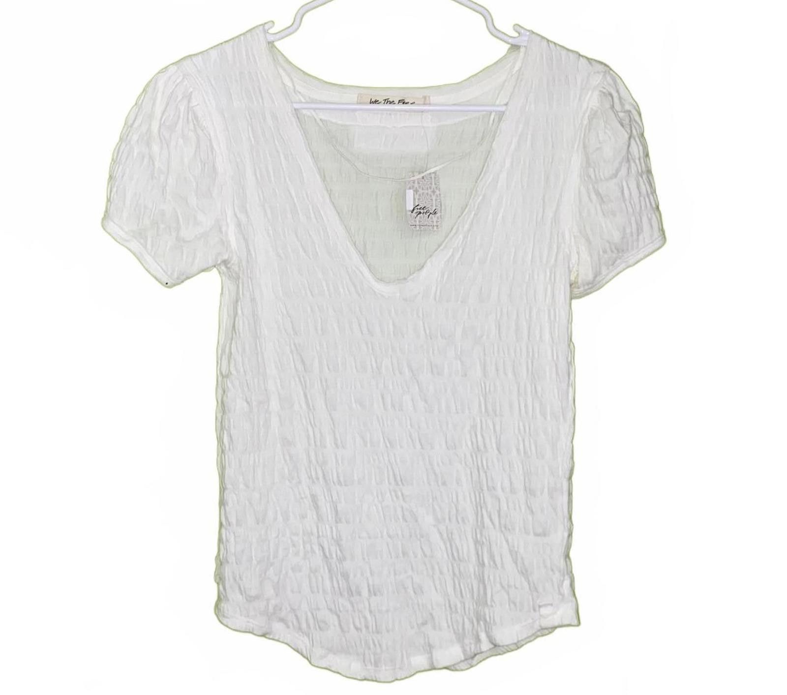 Free People Free People White Short Sleeves Top NWT S Size S / US 4 / IT 40 - 1 Thumbnail