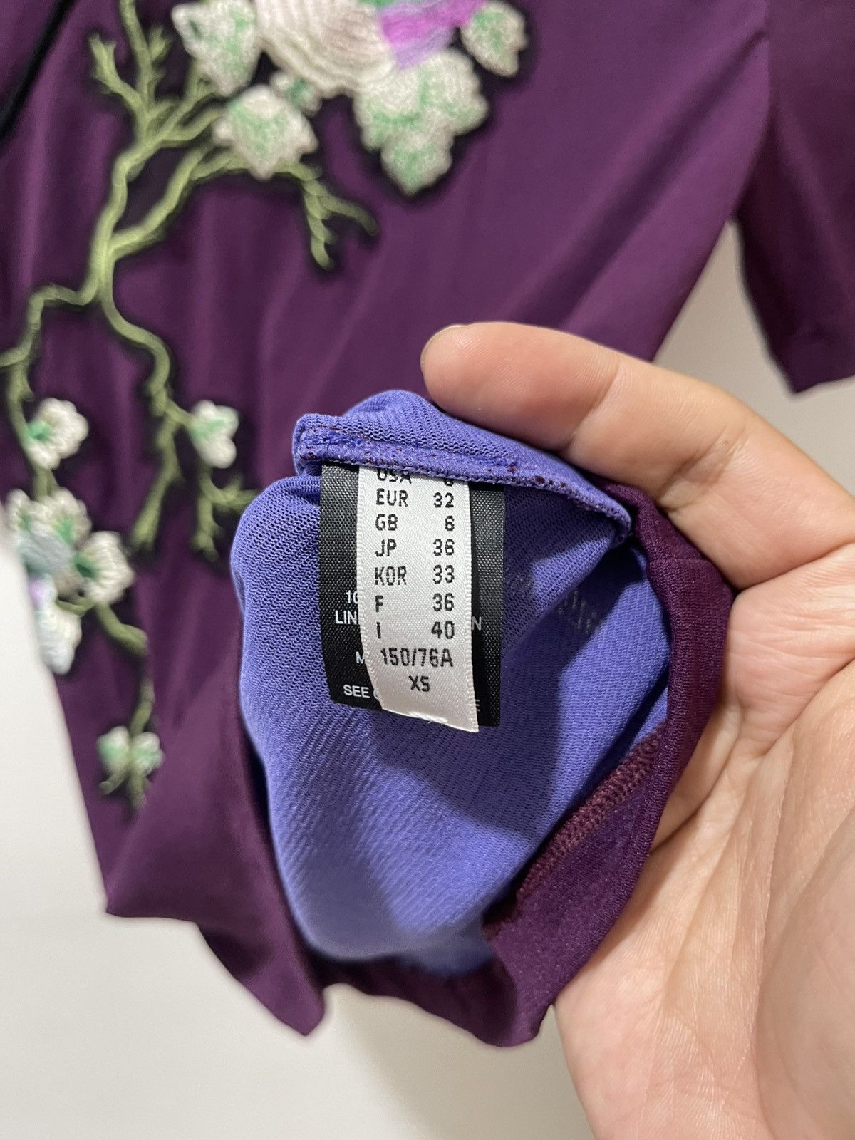 Vivienne Tam Vivienne Tam Purple Embroidered Floral Cheongsam Top Size XS / US 0-2 / IT 36-38 - 4 Thumbnail