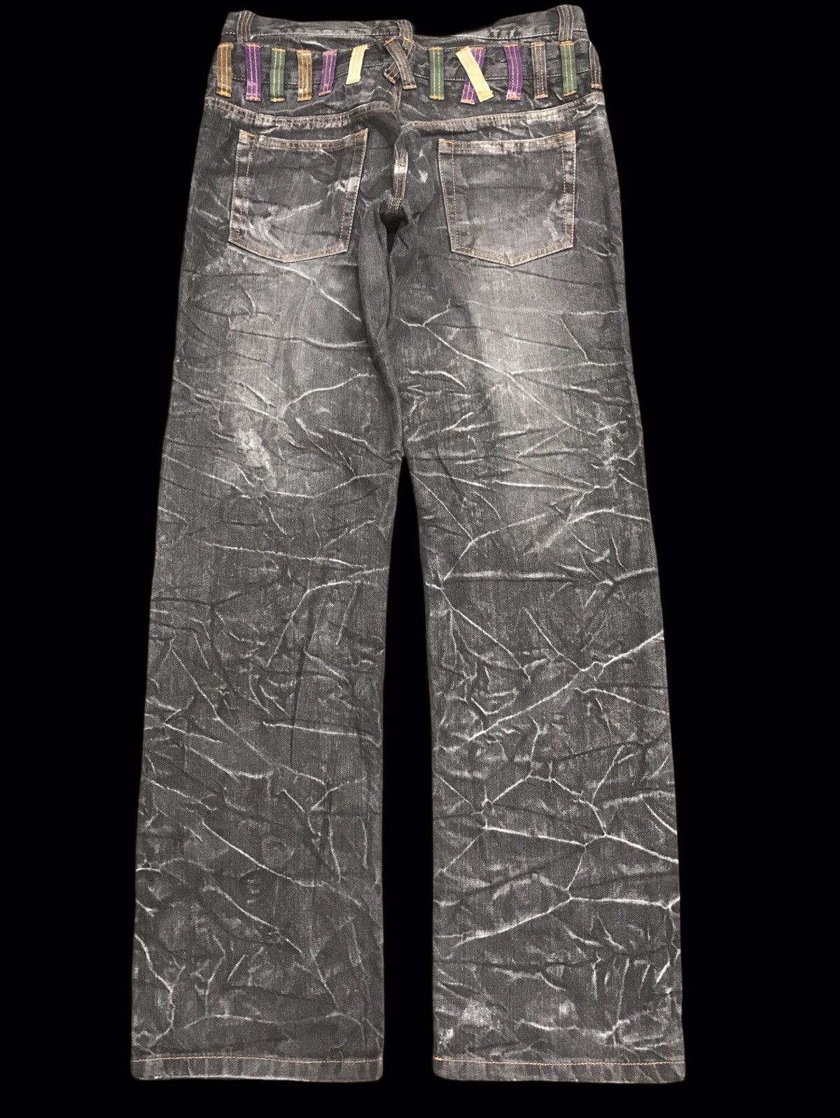 Japanese Brand 💥DOUBLE WAIST💥NYLAUS INSANE FADES DISTRESSED DENIM F427 Size US 32 / EU 48 - 4 Thumbnail