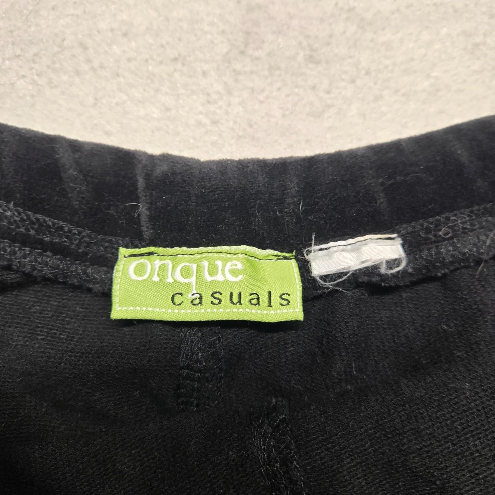 Vintage Onque Casuals Pants Ladies Solid Black Tie Waist L Regular Black Cotton Blend Knit Straight Front Pockets 20in Inseam Womens Size 36" / US 14 / IT 50 - 3 Thumbnail