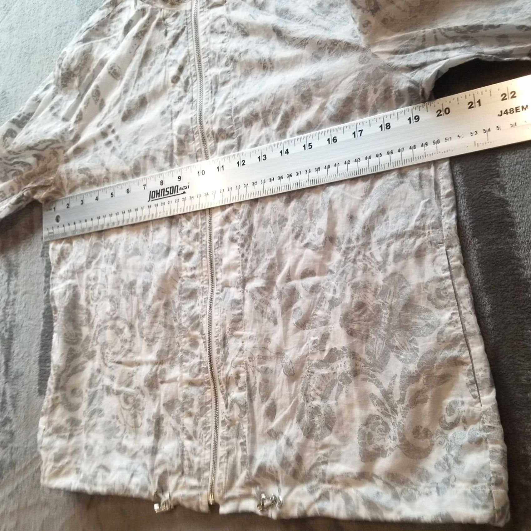 Vintage Chico's Womens Mock Neck Zip Front Paisley Bomber Jacket Sz 1 White Gray Cotton Size XS / US 0-2 / IT 36-38 - 5 Thumbnail