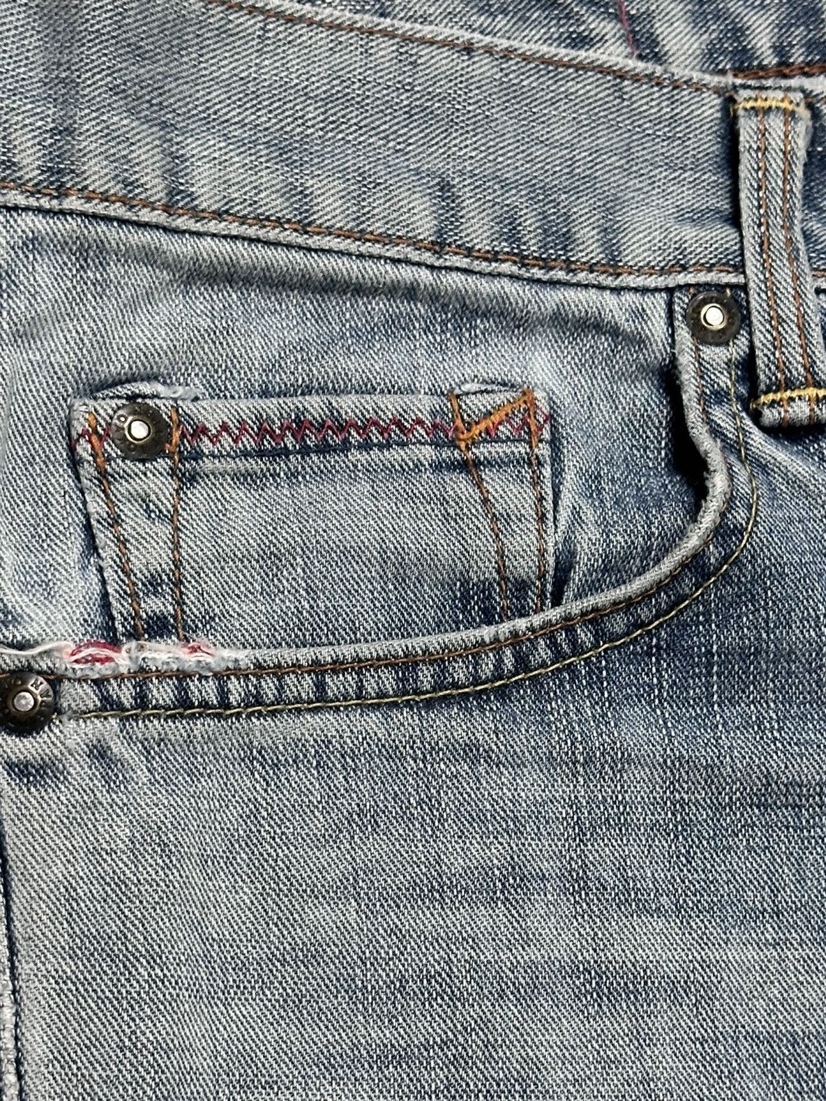 Edwin EDWIN BTJ03 Straight Leg Distressed Japan Denim Faded Wash Size US 34 / EU 50 - 5 Thumbnail