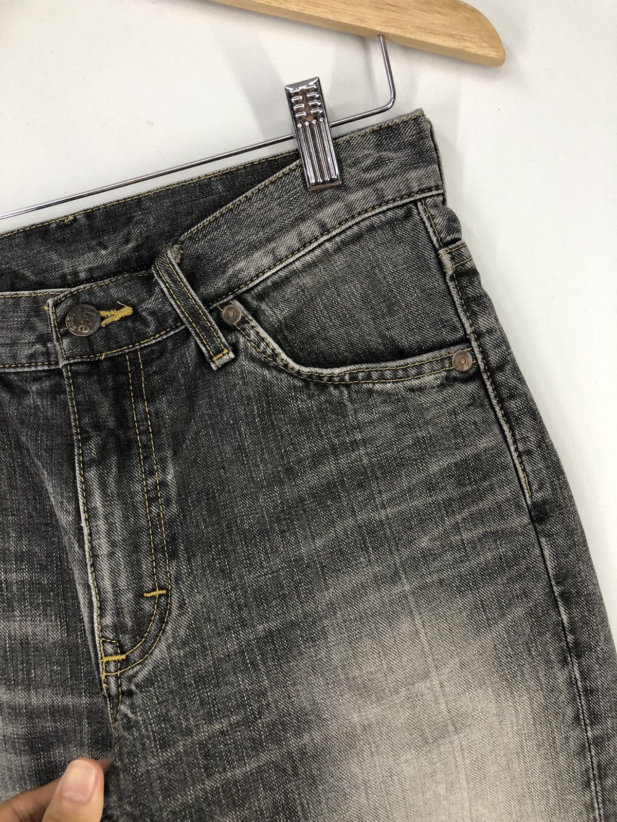 Lee Vintage Lee Distressed Flare Bootcut Faded Black Jeans Size US 28 / EU 44 - 7 Thumbnail