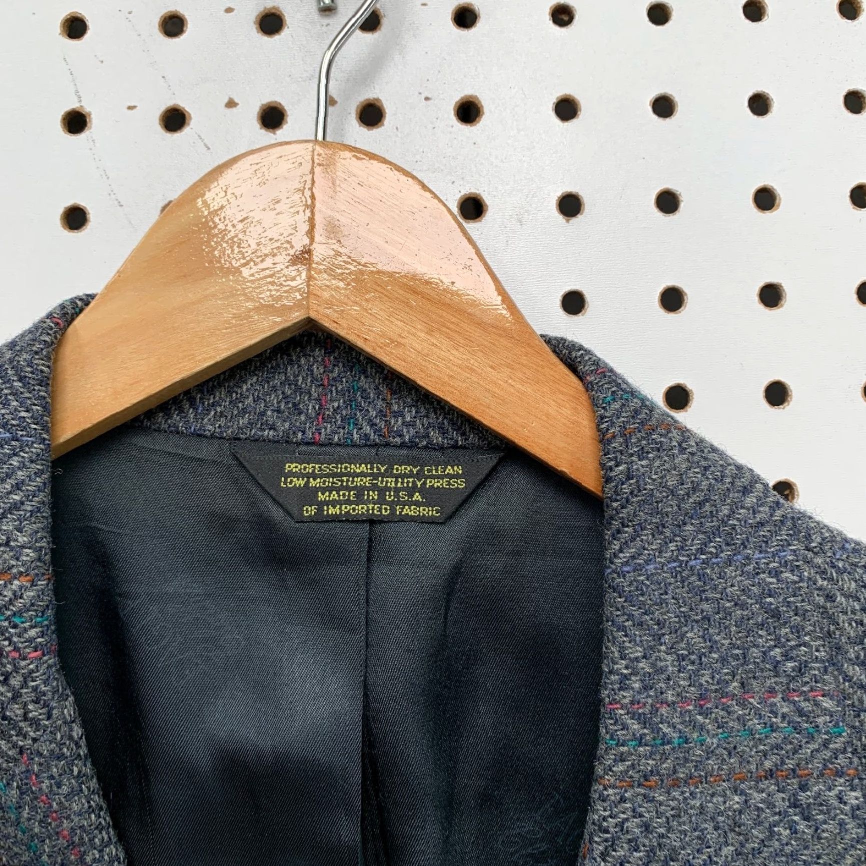 Vintage VINTAGE Eagle 100% Wool Blazer Mens Size 42 Gray Herringbone Striped USA Jacket Blazer Size 42R - 5 Thumbnail