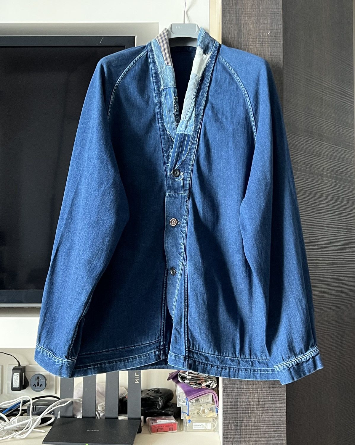 Kapital Boro Denim Tiger Juban Shirt (NORAGI Remake) K2209LS003 Size US XL / EU 56 / 4 - 1 Thumbnail