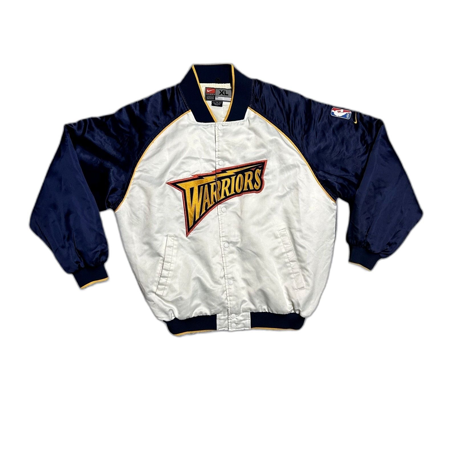 Nike Vintage Nike Golden State Warriors NBA Satin Bomber White Ja Size US XL / EU 56 / 4 - 1 Thumbnail