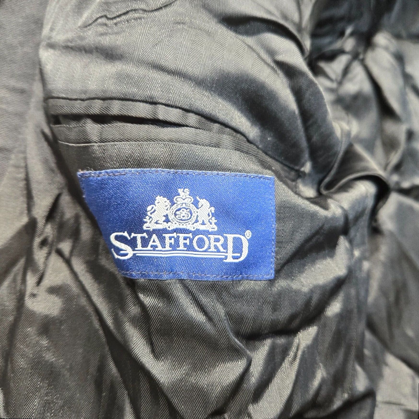 Stafford Stafford Men's Black Wool Single-Breasted Suit Jacket Adult Regular 46L Long Size 46R - 4 Thumbnail