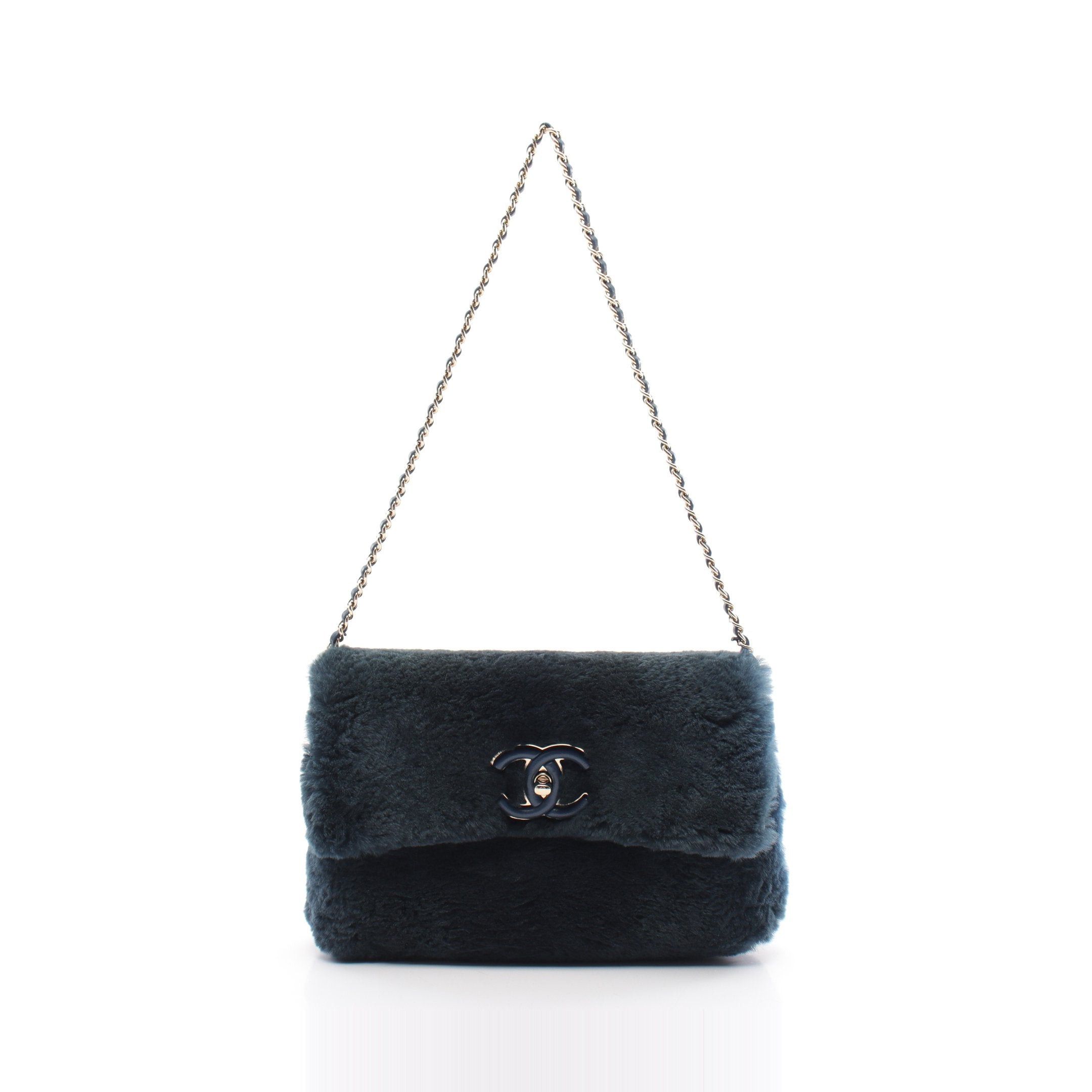 Chanel Chanel Coco Mark Chain Shoulder Bag Fur Dark Blue Gold Hardware Size ONE SIZE - 1 Thumbnail