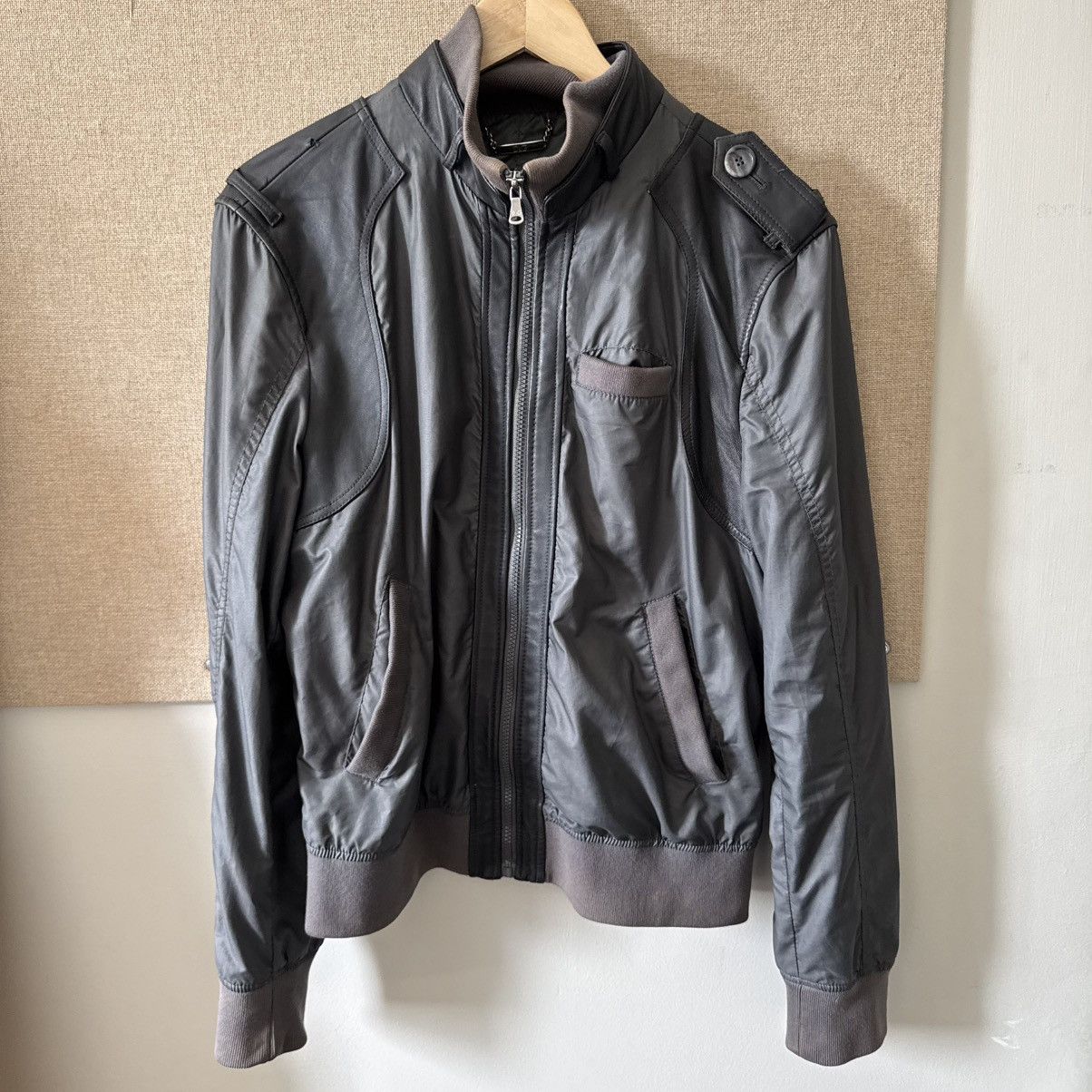 2000s D&G lightweight hybrid nylon leather jacket