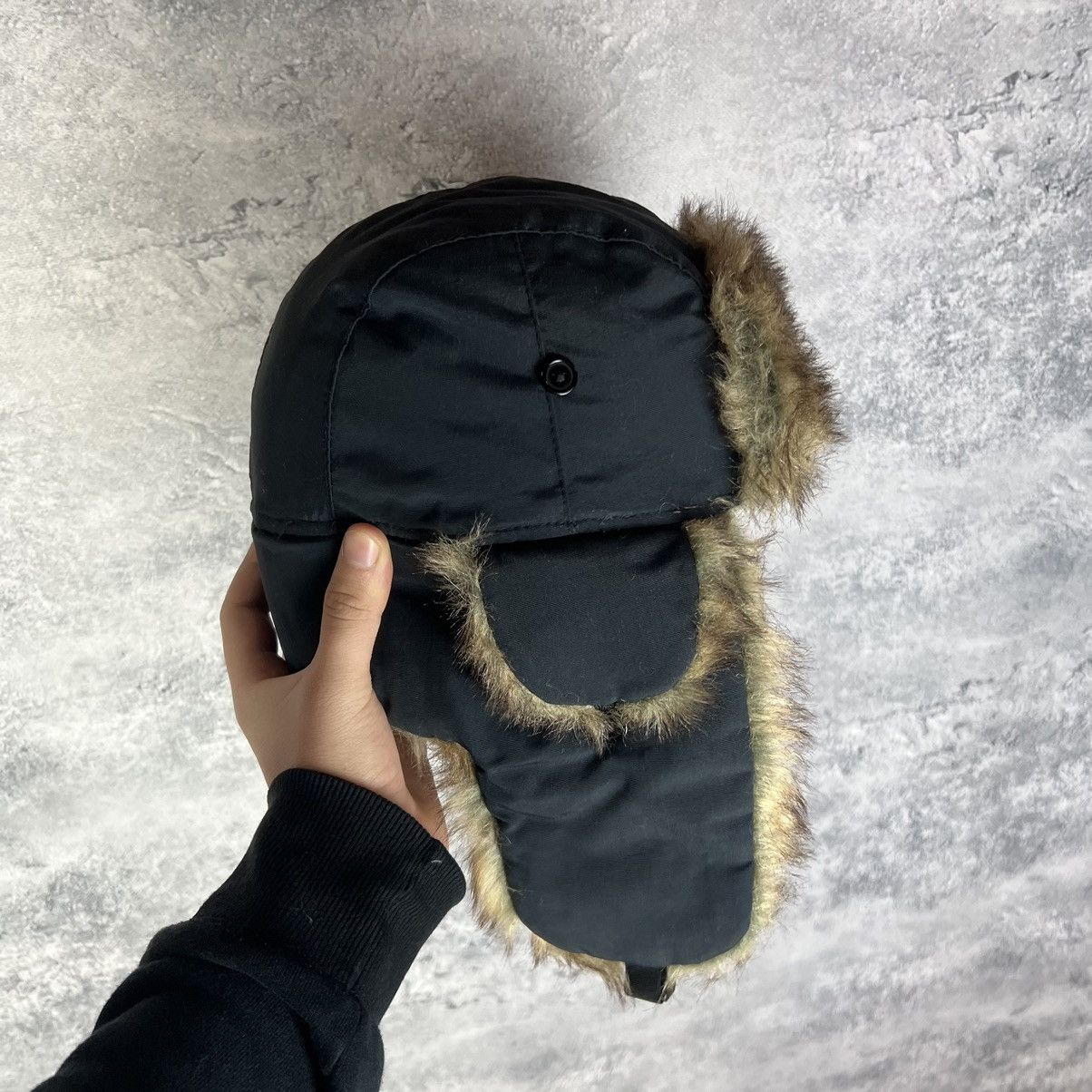 Vintage Ushanka Hat Men's Polyester Black One Size Size ONE SIZE - 3 Thumbnail