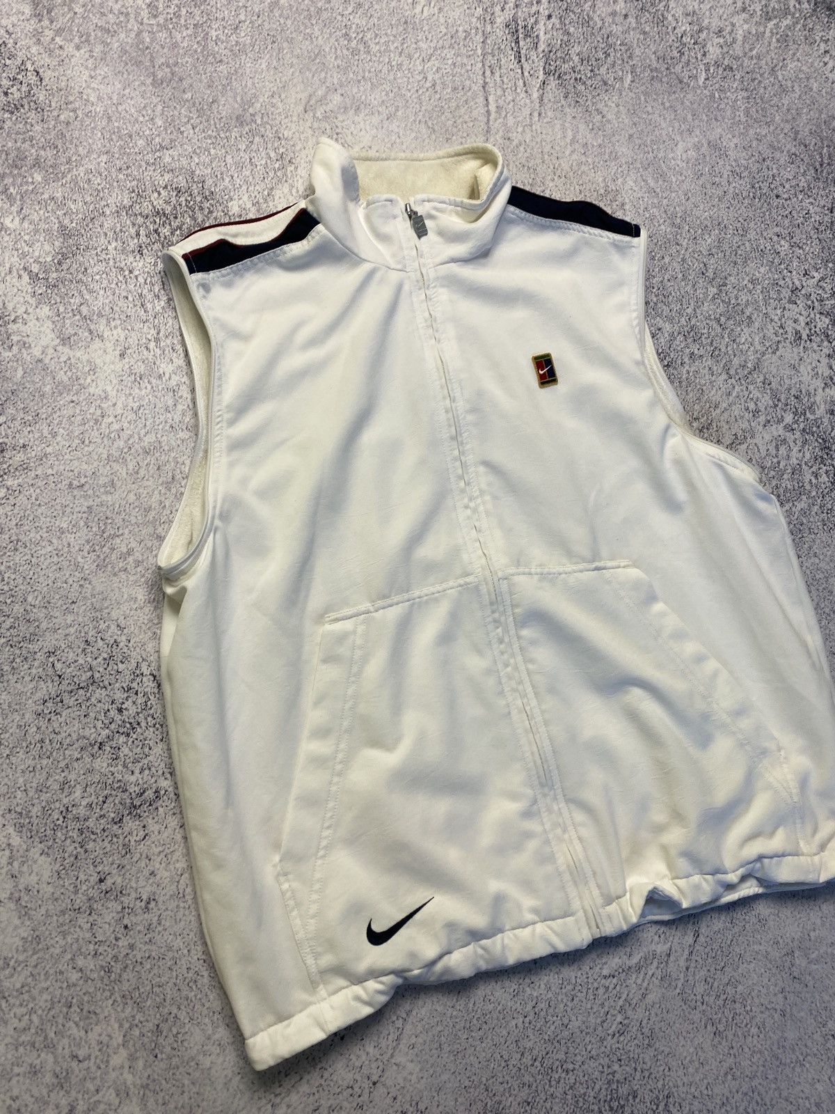 Nike × Vintage Vintage 90's Nike Court 2 in 1 White Boxy Track Jacket Drill Size US XL / EU 56 / 4 - 4 Thumbnail