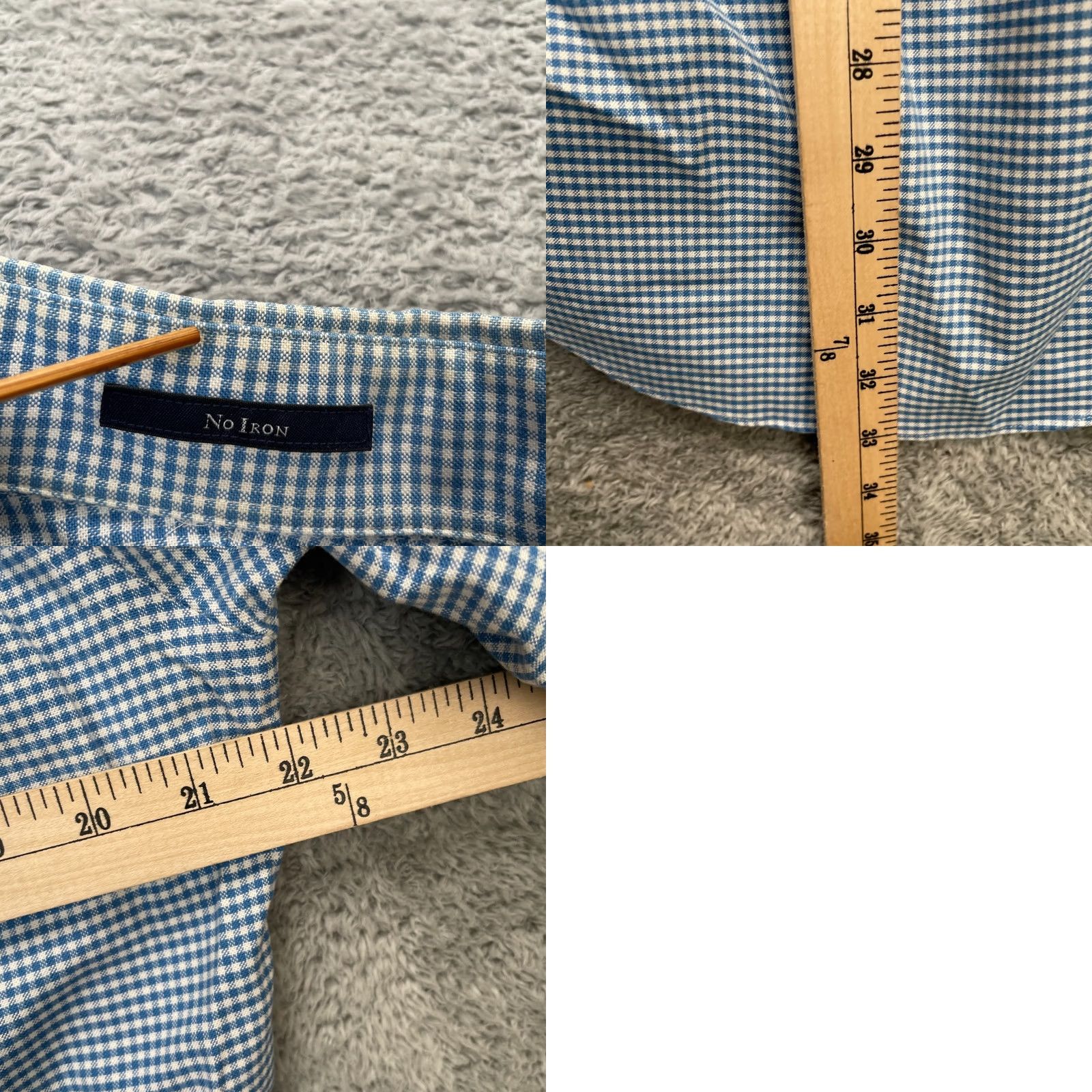 Lands' End VTG Lands' End Shirt Mens 36 Tall Blue No Iron Dress Gingham Button-Down Casual Business Long Sleeve 100% Cotton Regular Womens? Size 36R - 8 Thumbnail