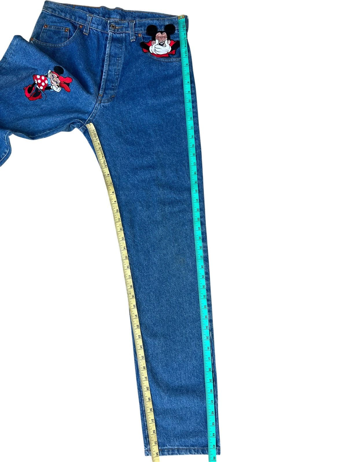 Too Cute Guetta Bros. 90s Too Cute Guetta Bros X Disney Mickey Minnie Denim Jeans Size US 31 - 6 Thumbnail