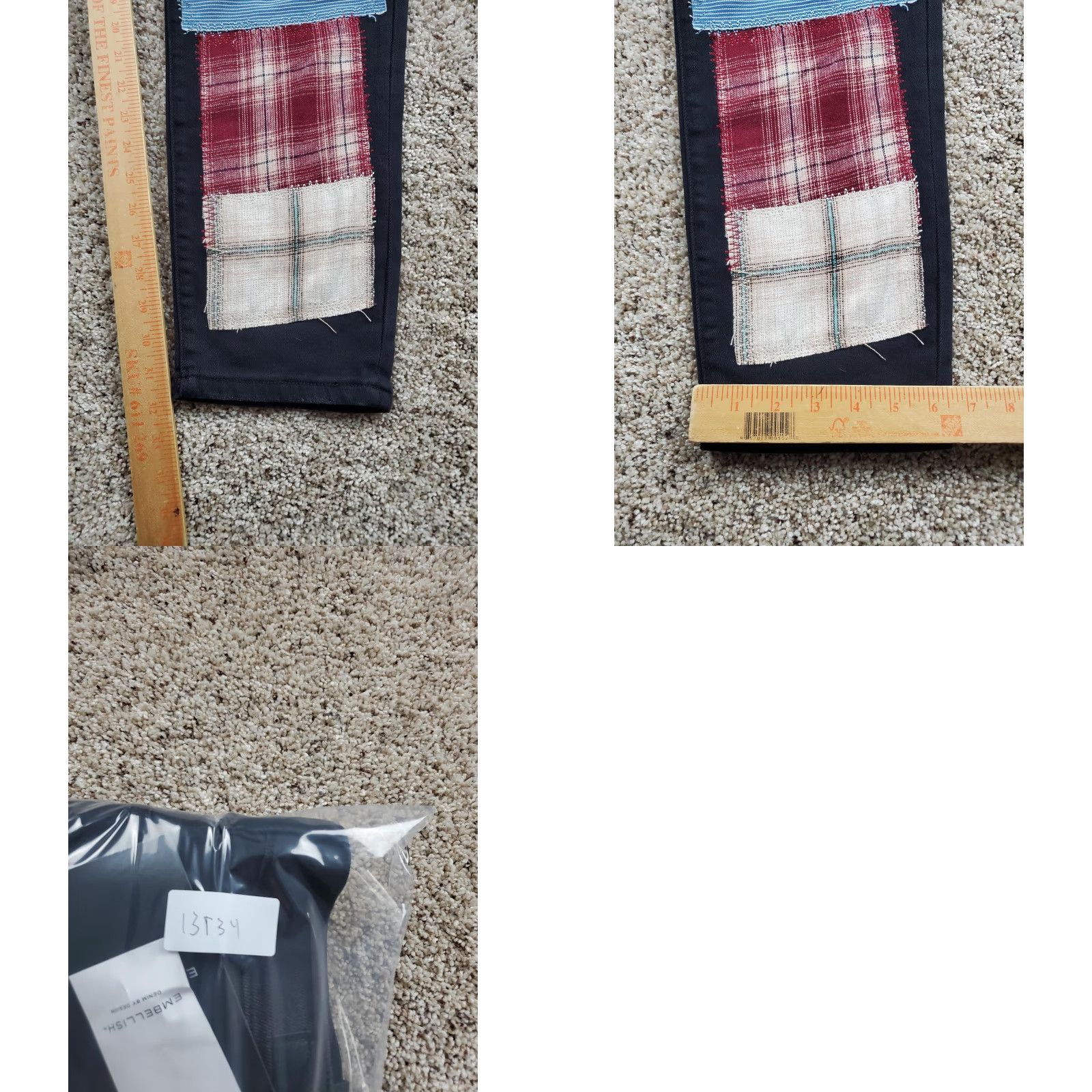 Denime Embellish Jeans Mens 42 Black Patchwork Distressed Skinny Denim Pants NWT Size US 42 / EU 58 - 9 Thumbnail